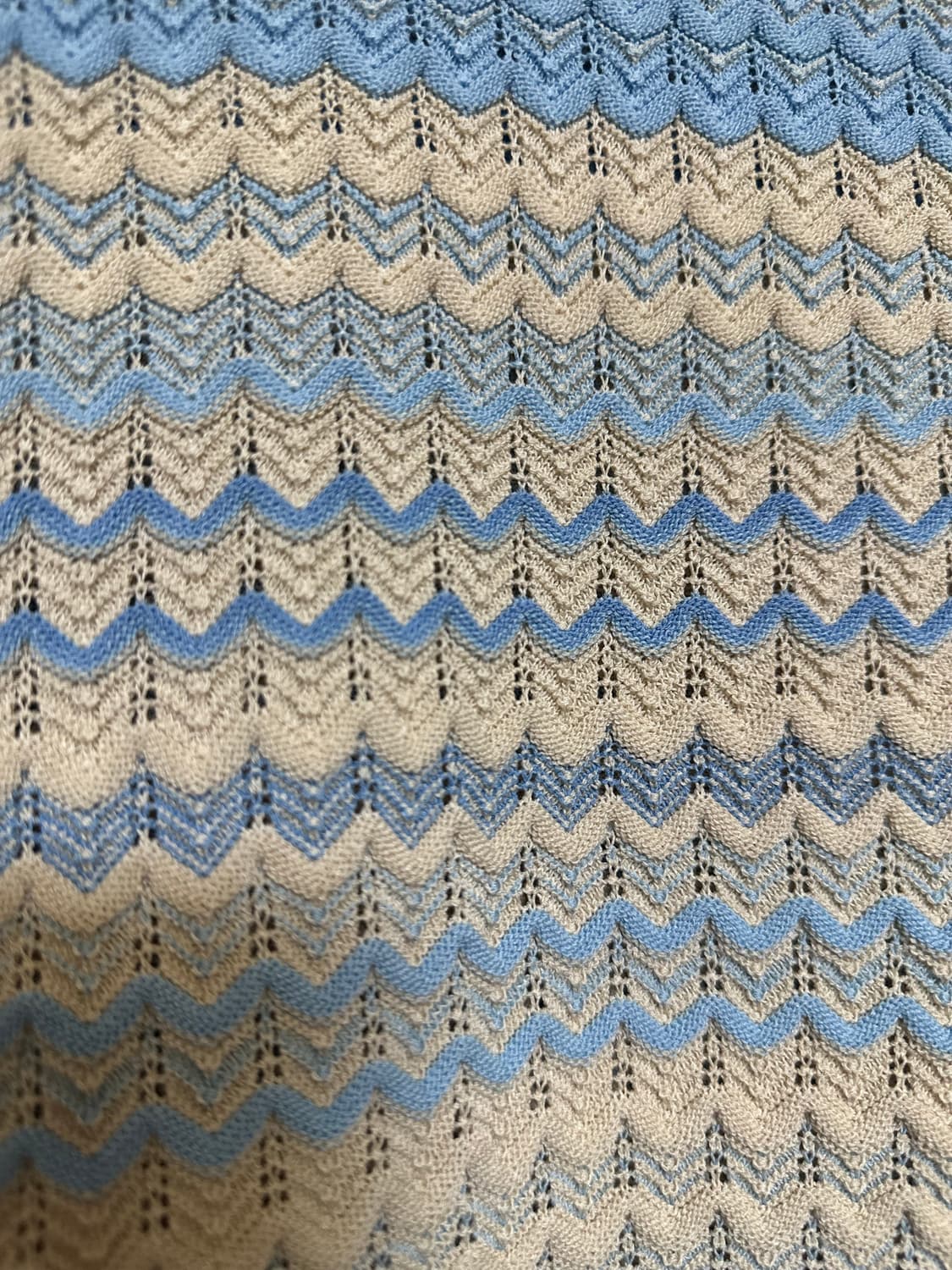 샤넬 반팔 니트 티셔츠 블루 베이지 정품 상품이미지4