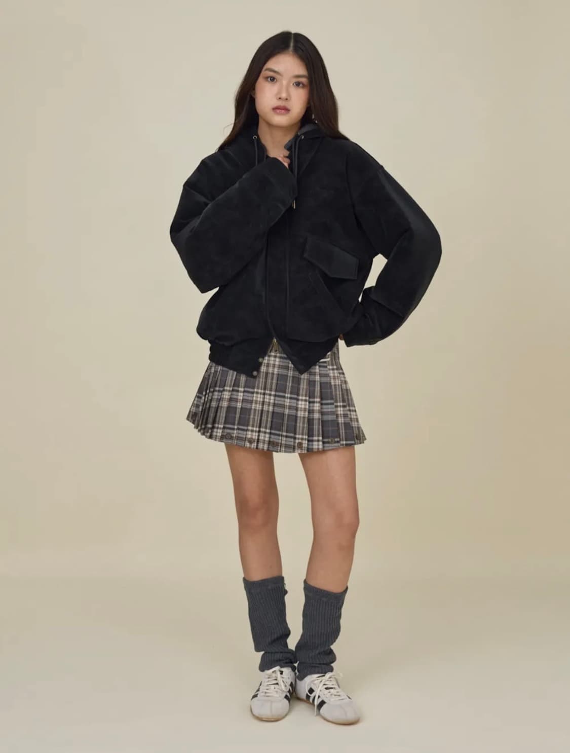 글로니 어반 스웨이드 점퍼 블랙m 상품이미지2