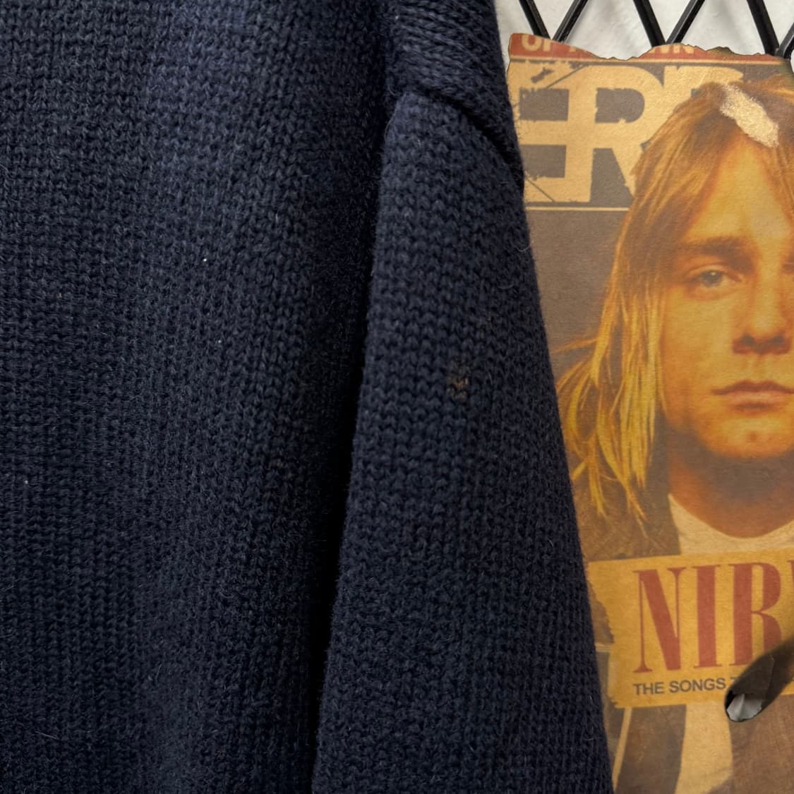 90s DKNY 빈티지 니트 가디건 패치워크 포인트 네이비 상품이미지9