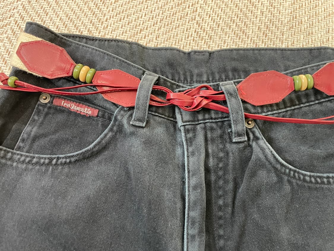 빈티지 웨스턴 비즈 스트랩 웨빙 벨트 J03879 상품이미지3