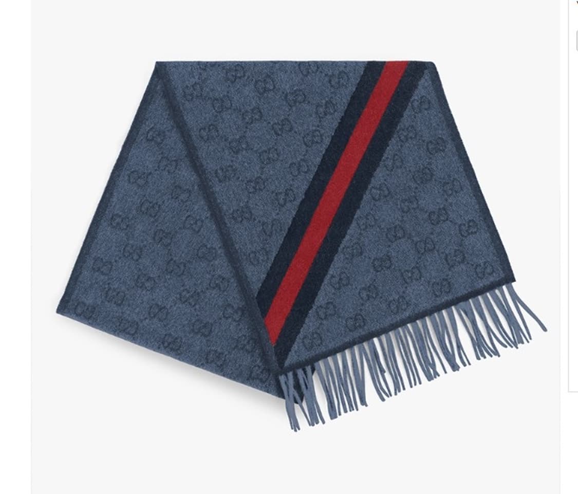 구찌 GG 뉴 니키 웹 울 머플러 미드나잇 블루 상품이미지2