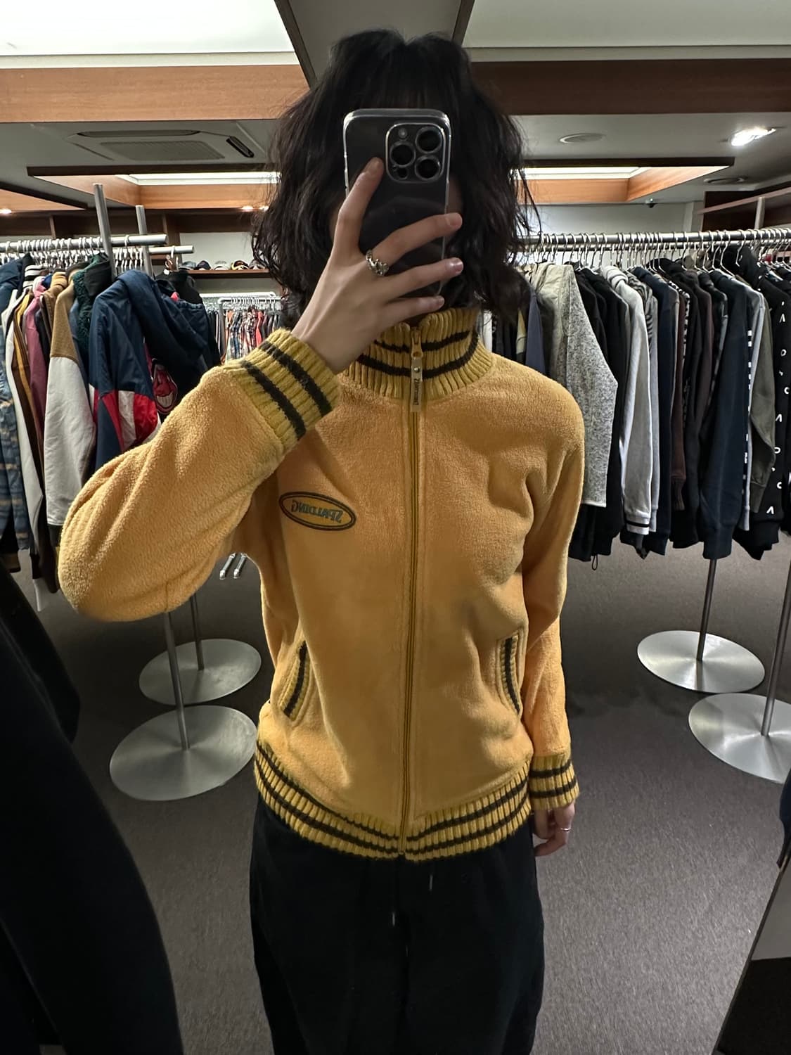 M)아메리칸 빈티지 옐로우 배색 플리스 집업 상품이미지1