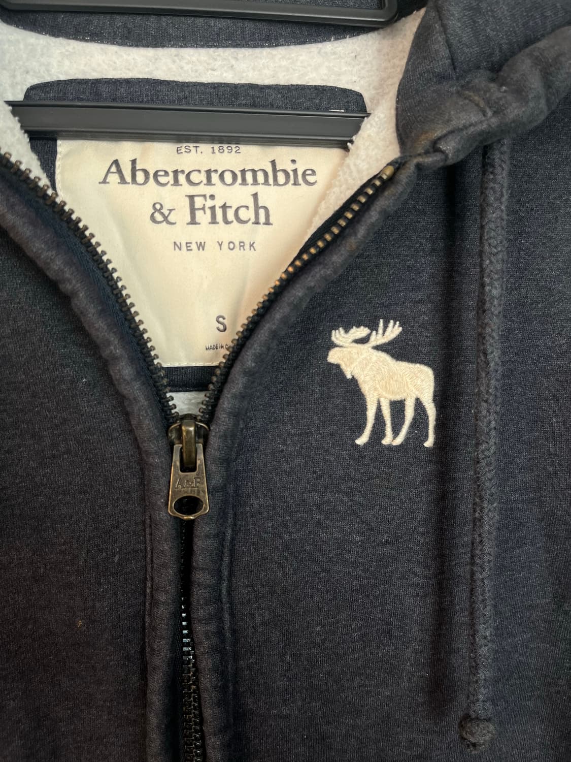 아베크롬비 화이트 순록 후드집업 네이비 (S) 상품이미지4