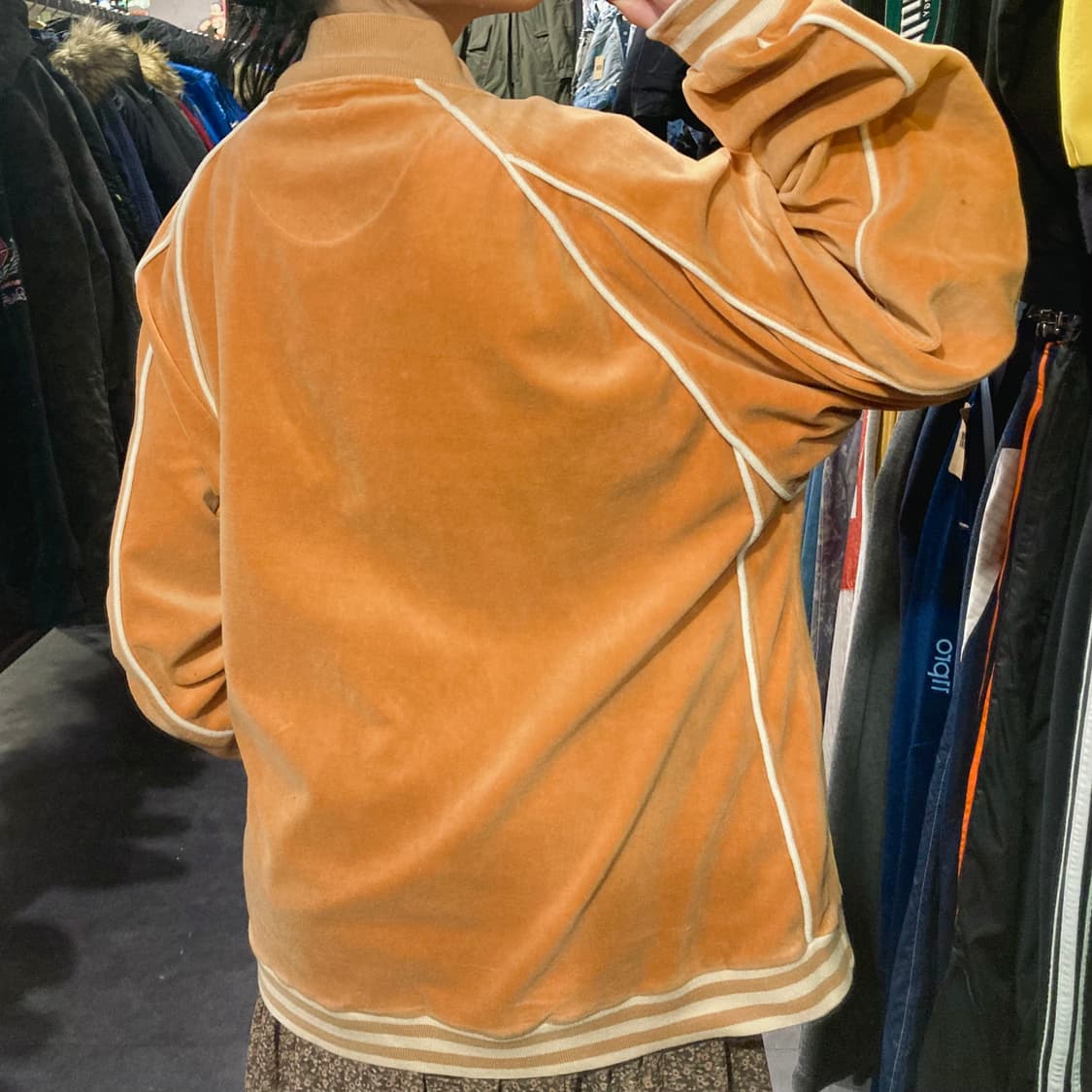 [IM]션존 벨벳 집업 자켓 오렌지 상품이미지6