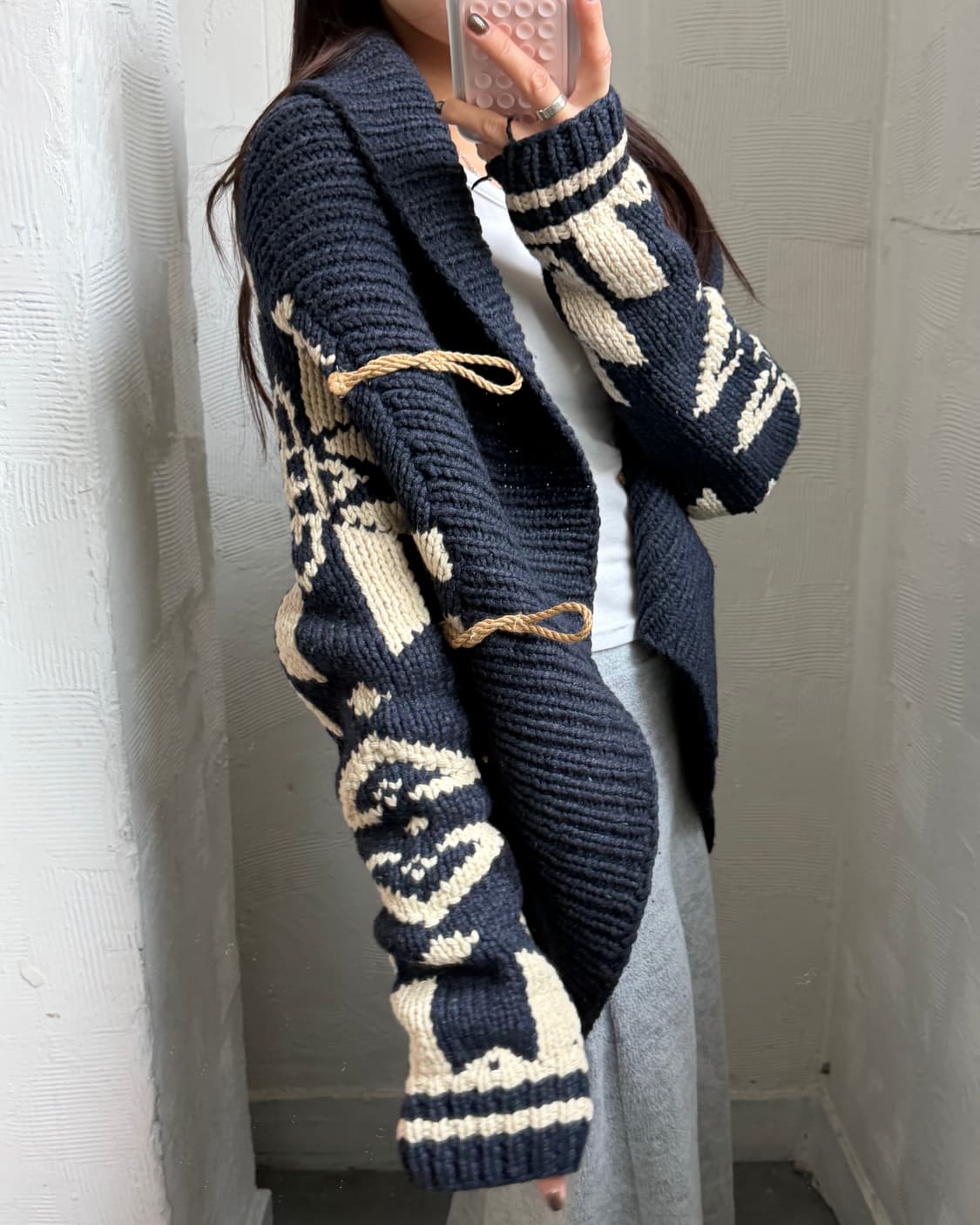 Polo 랄프로렌 울 캐시미어 나바호패턴 노르딕 더플버튼 숄 가디건 상품이미지1