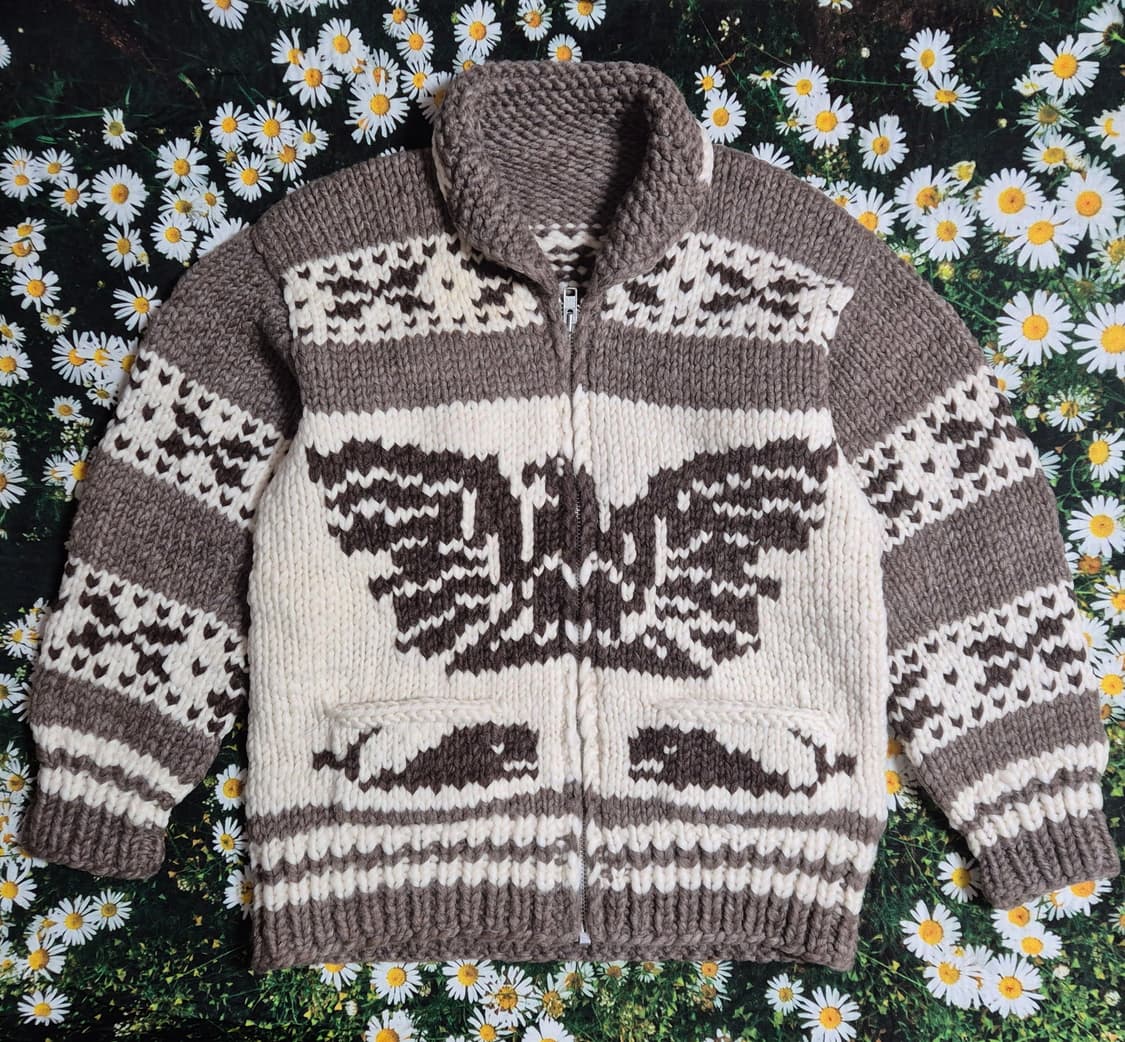 캐나다 썬더버드 고래 패턴 코위찬 남성 L-XL 상품이미지1