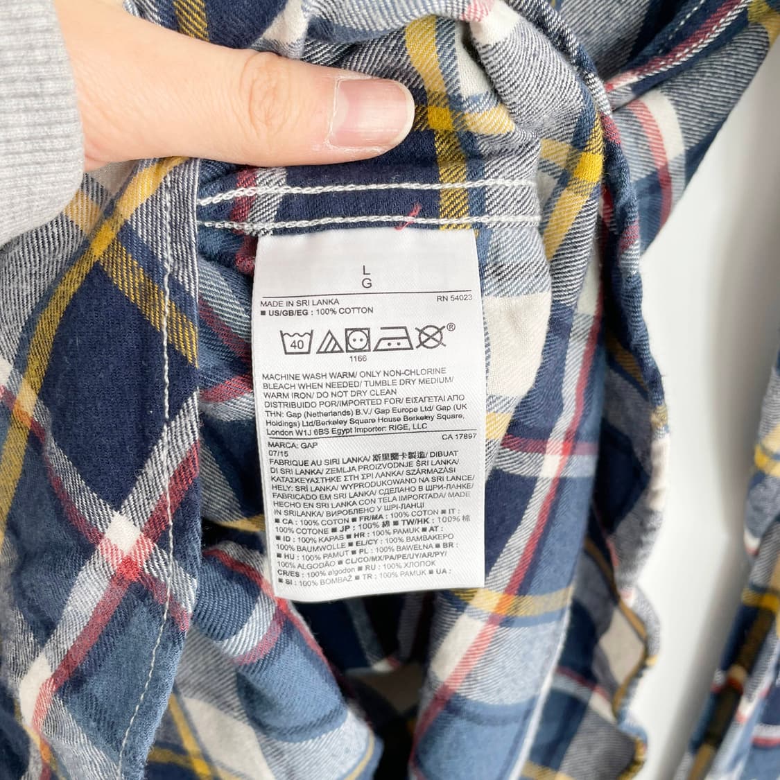 A2 갭 GAP 멀티컬러 체크 버튼업 셔츠 L사이즈 상품이미지5