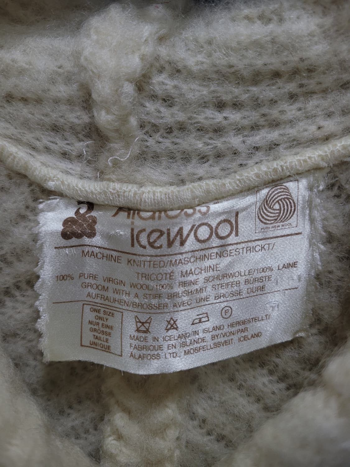 빈티지 알라포스 아이스울 울 판초 스웨터  아이슬란드 디스트레스드 베이지 상품이미지4