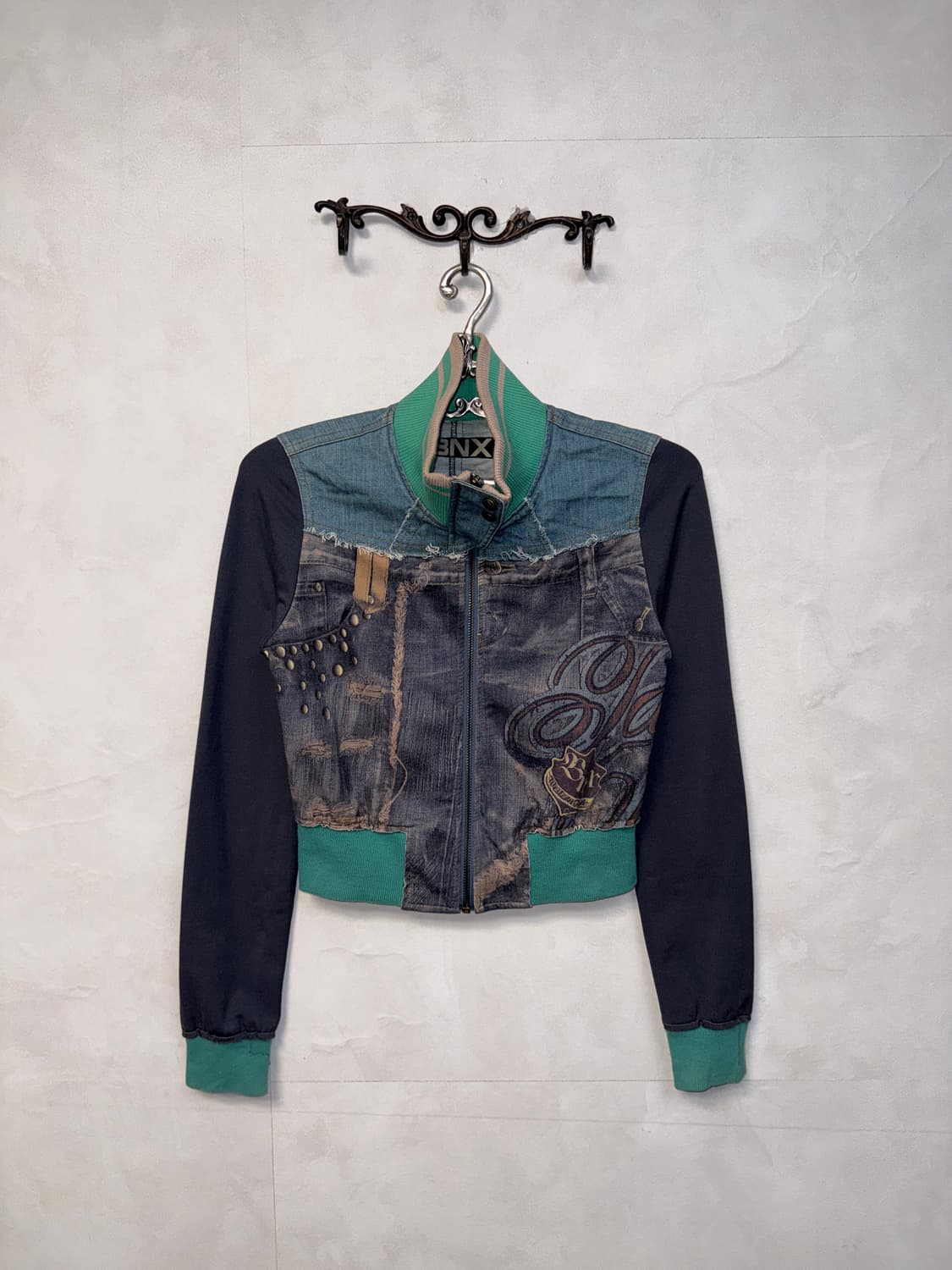 BNX vintage denim lettering crop jersey 상품이미지1