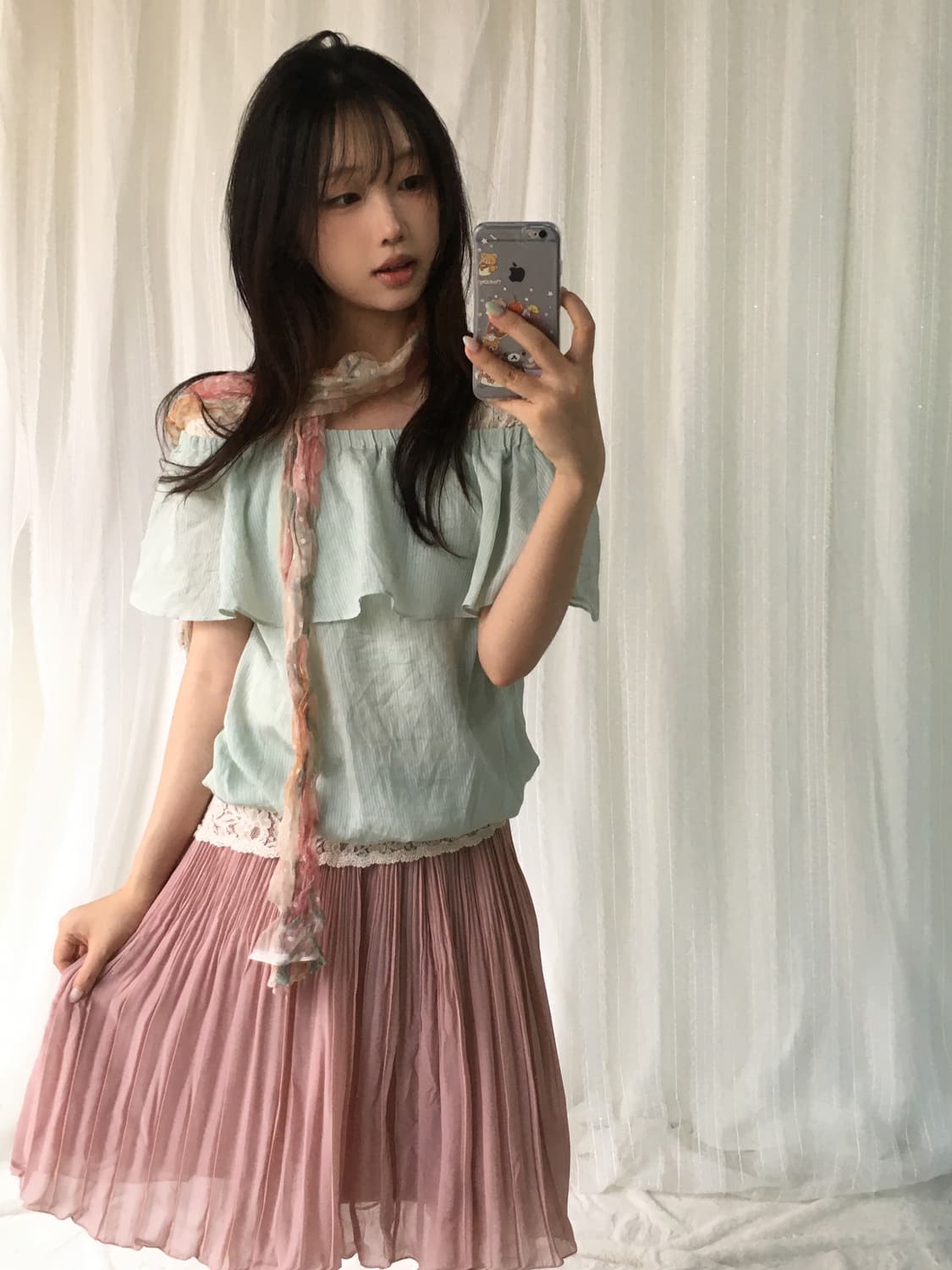 빈티지 민트 핑크 플라워 코디세트 상품이미지2