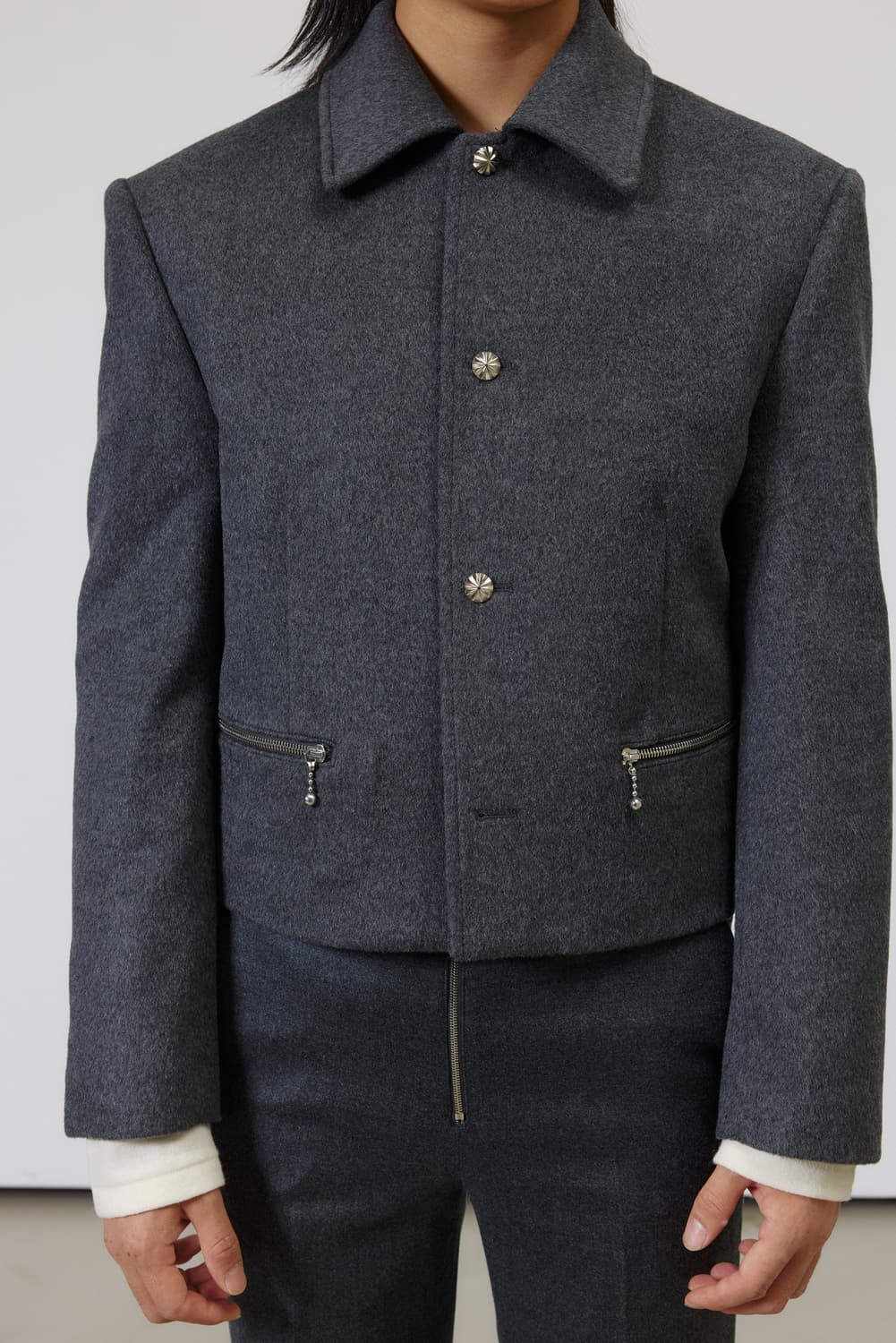 알포/ 캐시미어 - CROP JACKET(그레이) 상품이미지7