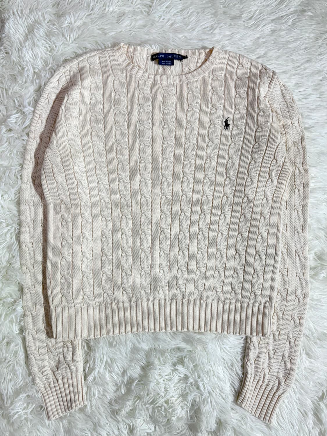 폴로 화이트크림 포니 케이블 니트 상품이미지3