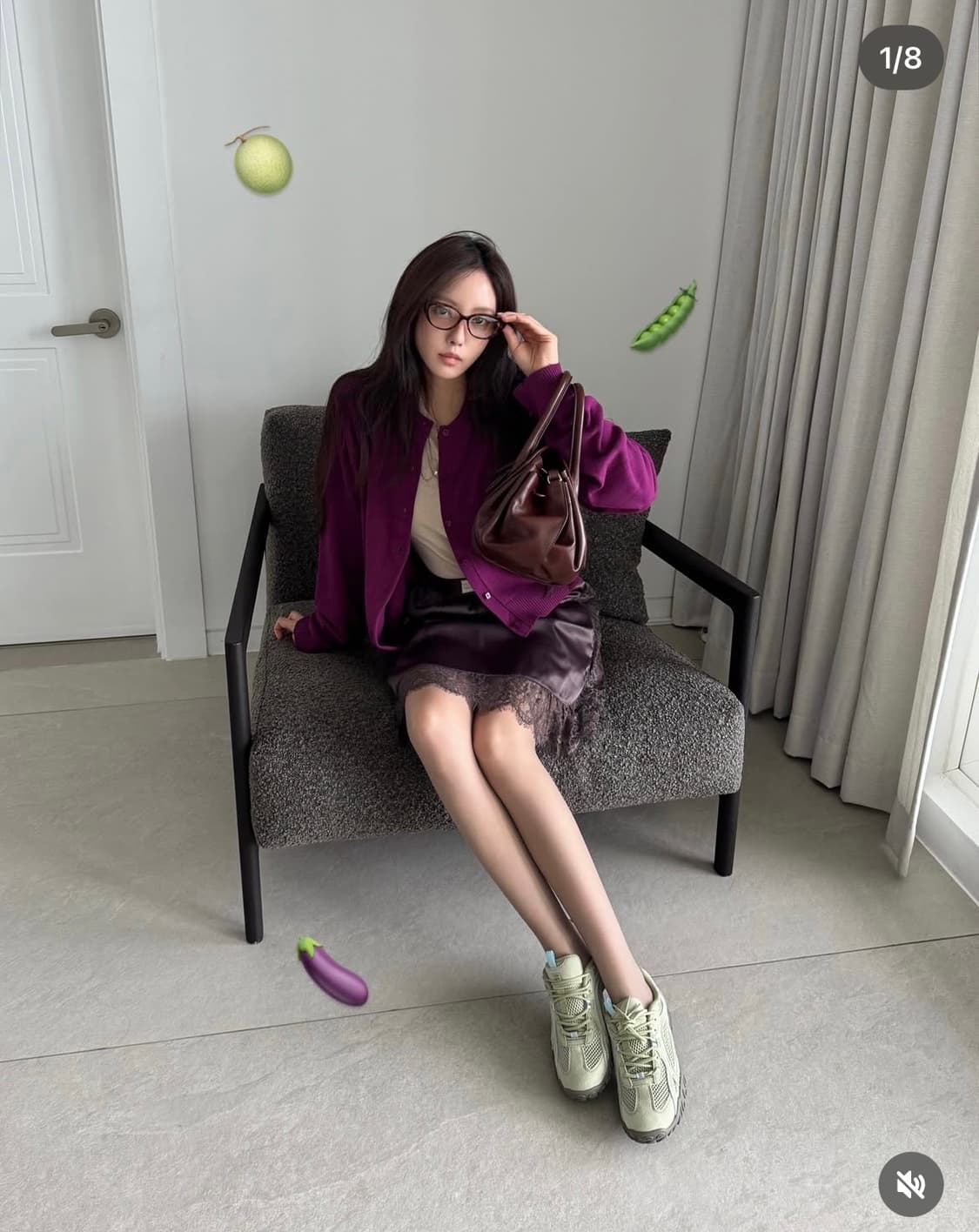 마르디메르크디 새틴 브라운 레이스 스커트 새상품 상품이미지4