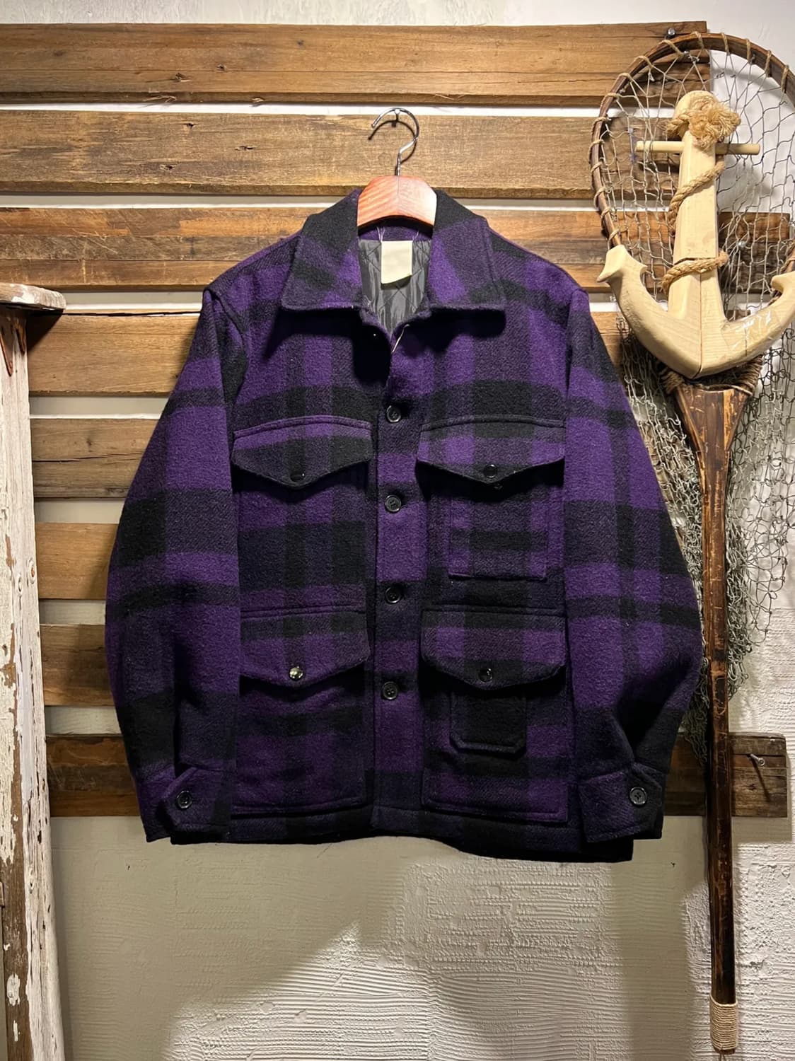 [M]JPN 빈티지 퍼플 타탄체크 울 헌팅 크루저 자켓 상품이미지1