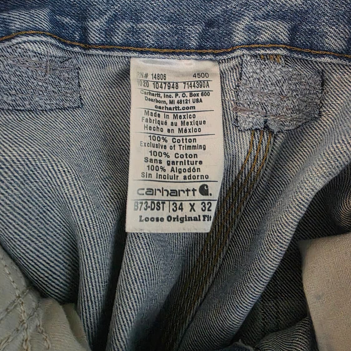 [34X32] 빈티지 칼하트 더블니 B73 DST 데님팬츠 헬 트래쉬드 상품이미지6