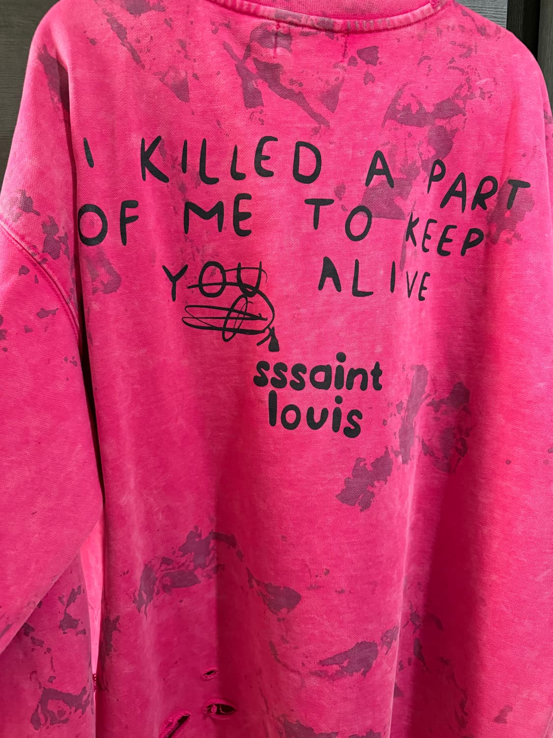 SSSAINT LOUIS 핑크 데미지 맨투맨 XL 상품이미지2