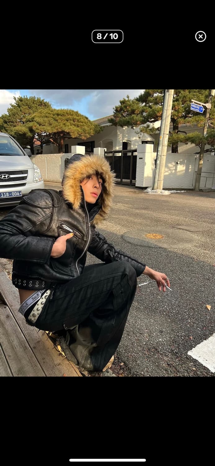 Distressed Faux Leather Jacket 상품이미지4