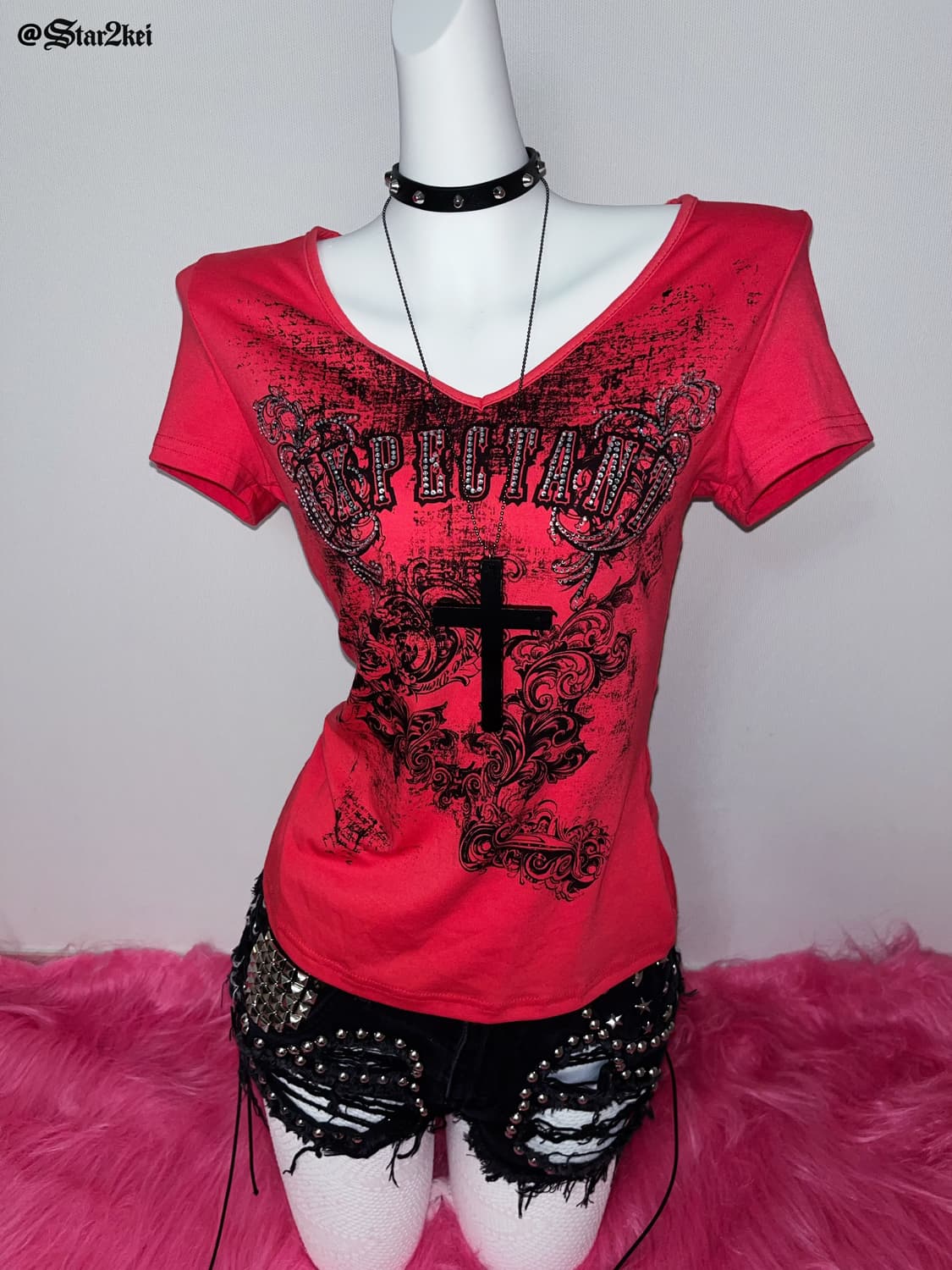 그런지 펑크 그래픽 큐빅 슬림핏 반팔티 상품이미지1