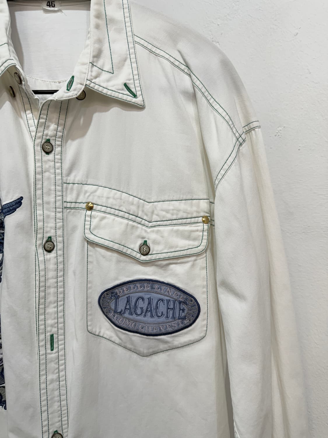 일본빈티지 와펜 스티치 화이트셔츠 흰색셔츠 오버핏셔츠 2740 상품이미지2