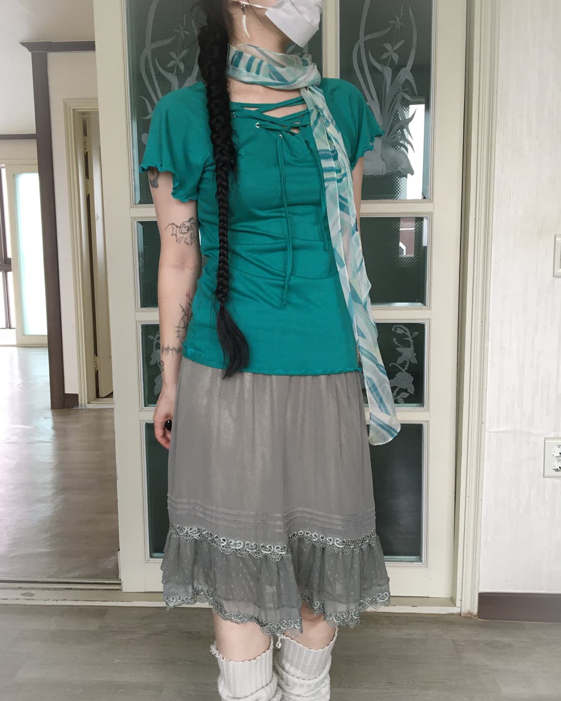 Lace up point t shirt 상품이미지1
