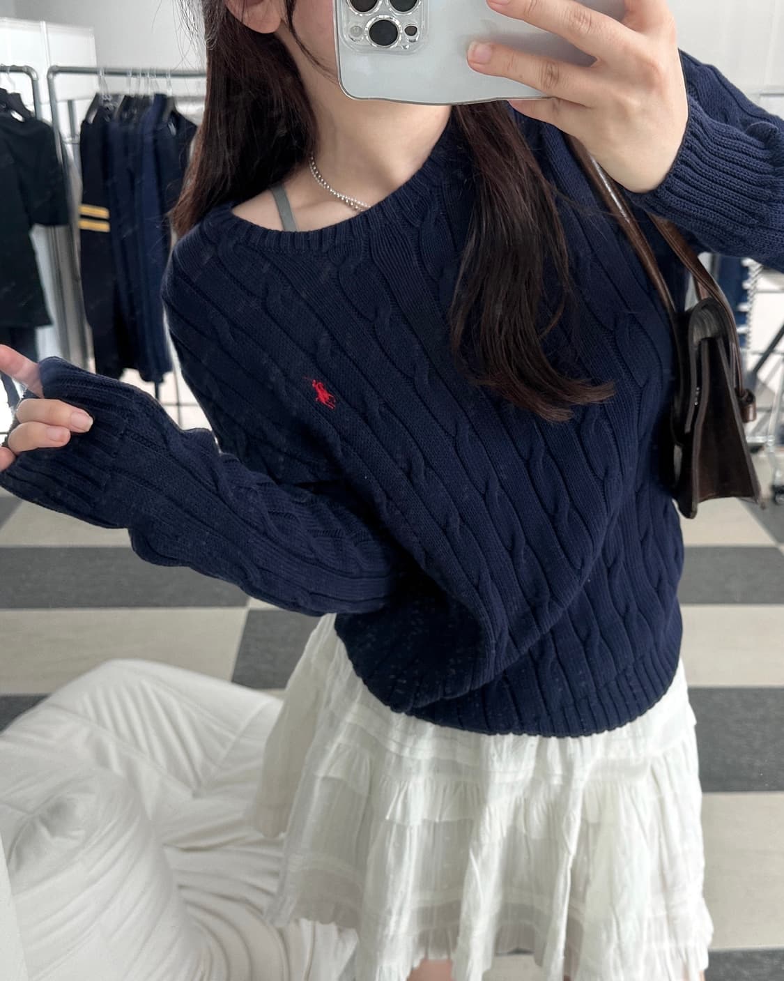 폴로 랄프로렌 네이비 피마코튼 케이블 니트 상품이미지1