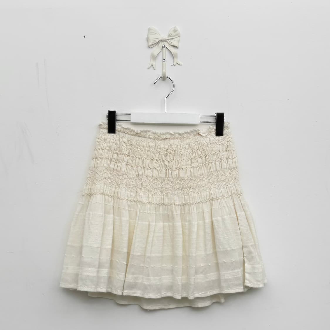 아이보리 스모크셔링 미니 스커트 상품이미지1