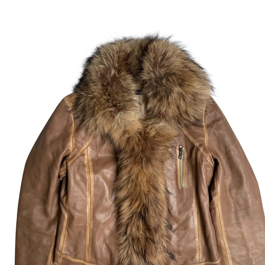 QUBHA 퍼 그라데이션 레더 자켓 (italy made) 상품이미지2