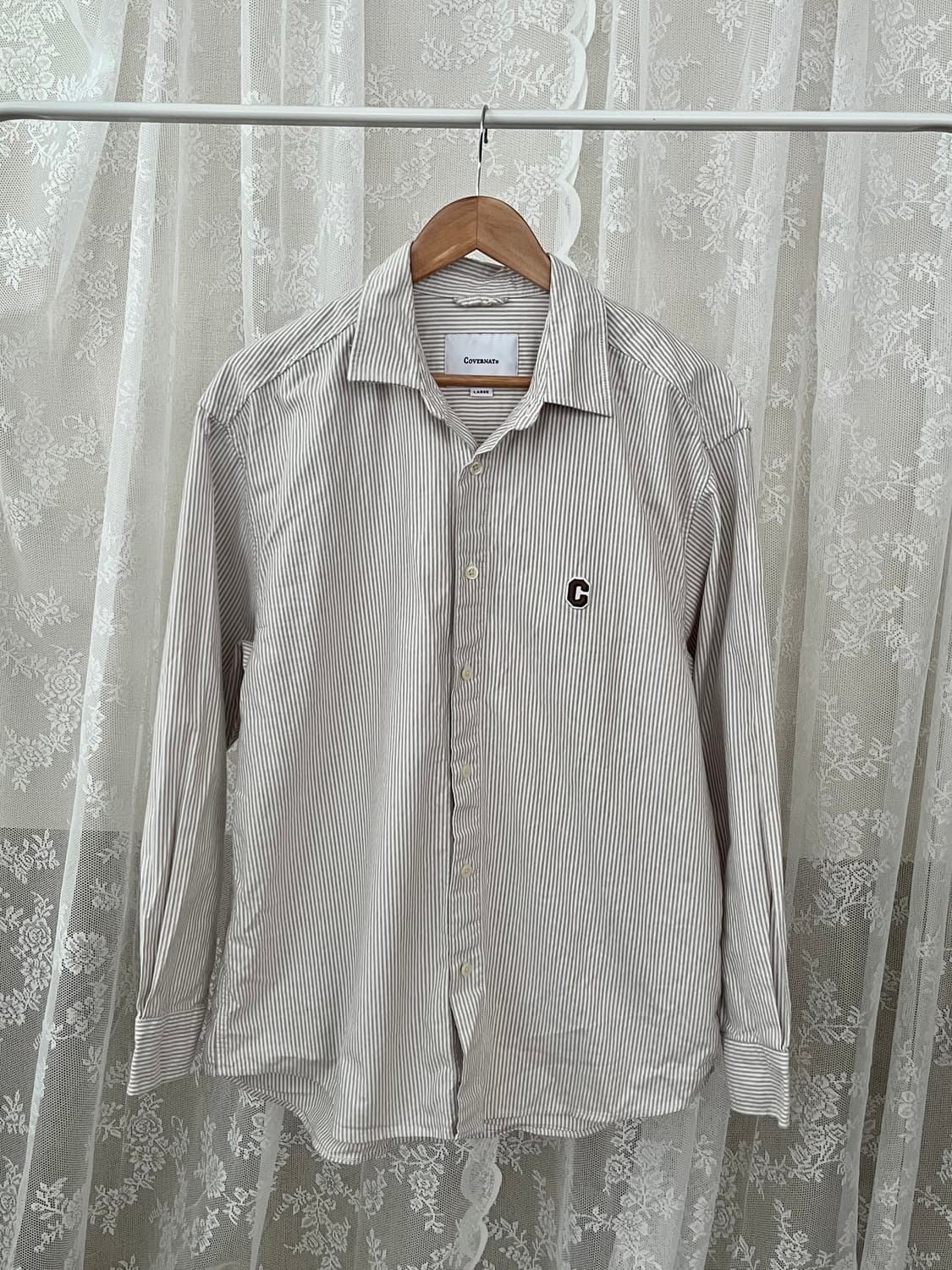 L) 커버낫 스트라이프 셔츠 베이지 상품이미지1