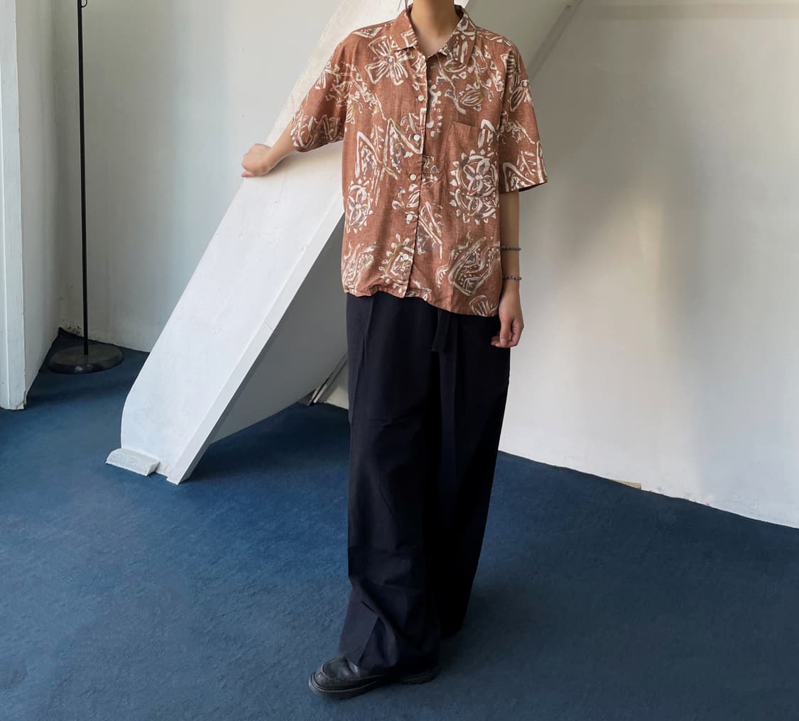 Rayon linen open collar H/S sh 상품이미지3