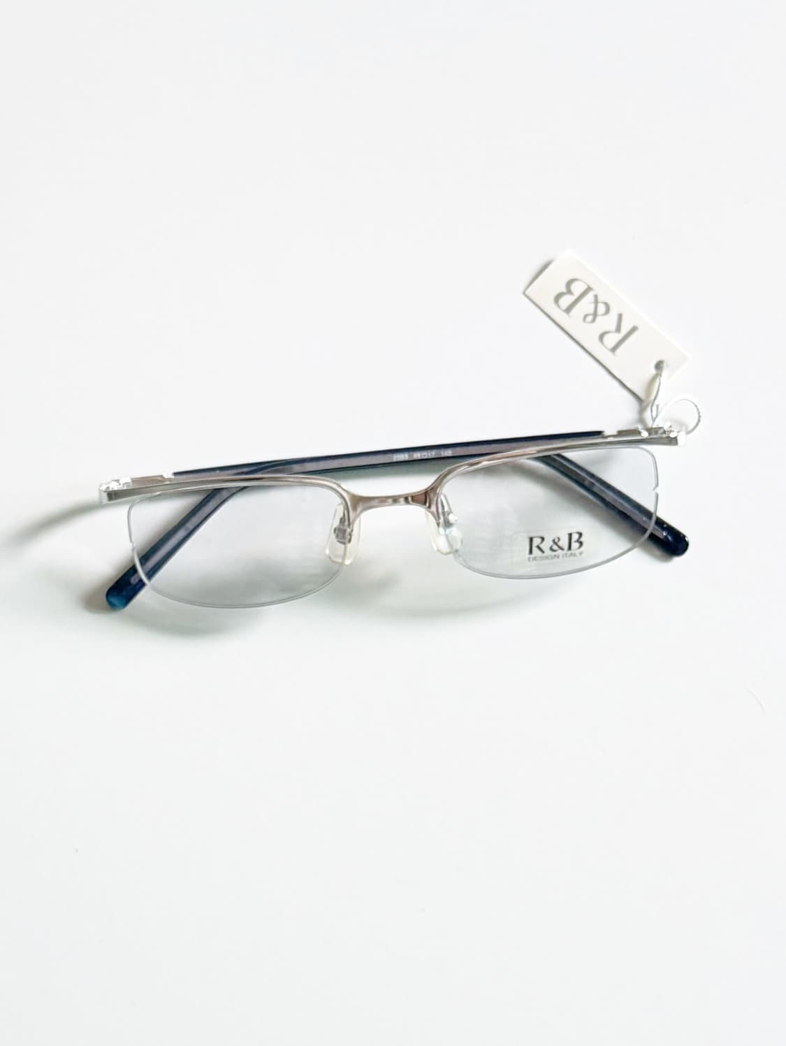 R&B EYEWEAR 실버 반무테 스퀘어 메탈 프레임 빈티지 안경 상품이미지2