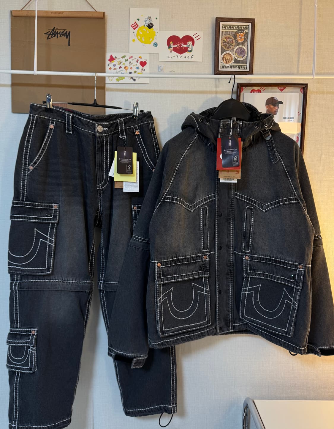 (새상품) 트루릴리젼 x 페치 데님 세퍼레이트 카고 팬츠 블랙 s 상품이미지4