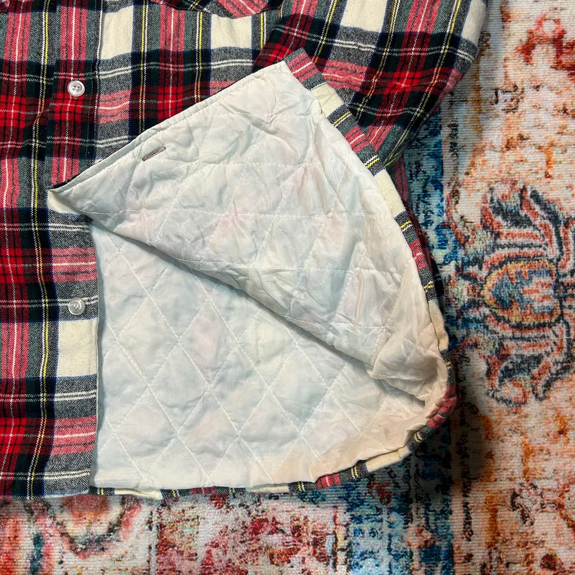 [L] 80s 랭글러 누빔 체크셔츠 상품이미지6