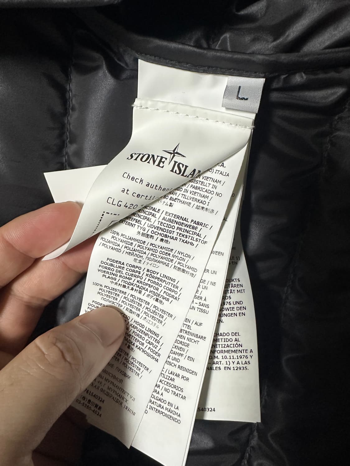 [L] 스톤 아일랜드 바이오 베이스 립스탑 후드 다운 경량패팅 자켓 블랙 상품이미지10
