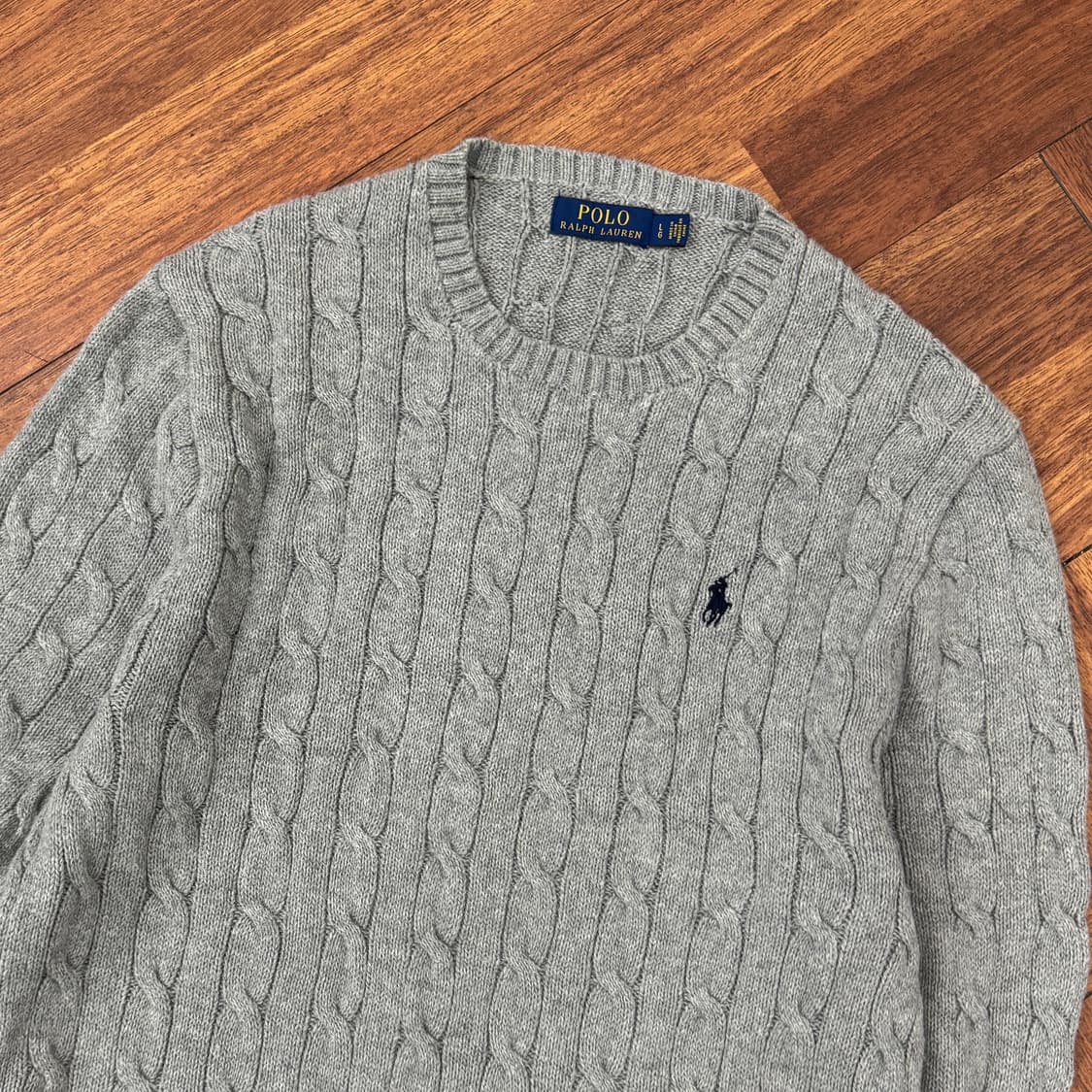 L 폴로 랄프로렌 그레이 케이블 라운드 니트  상품이미지2