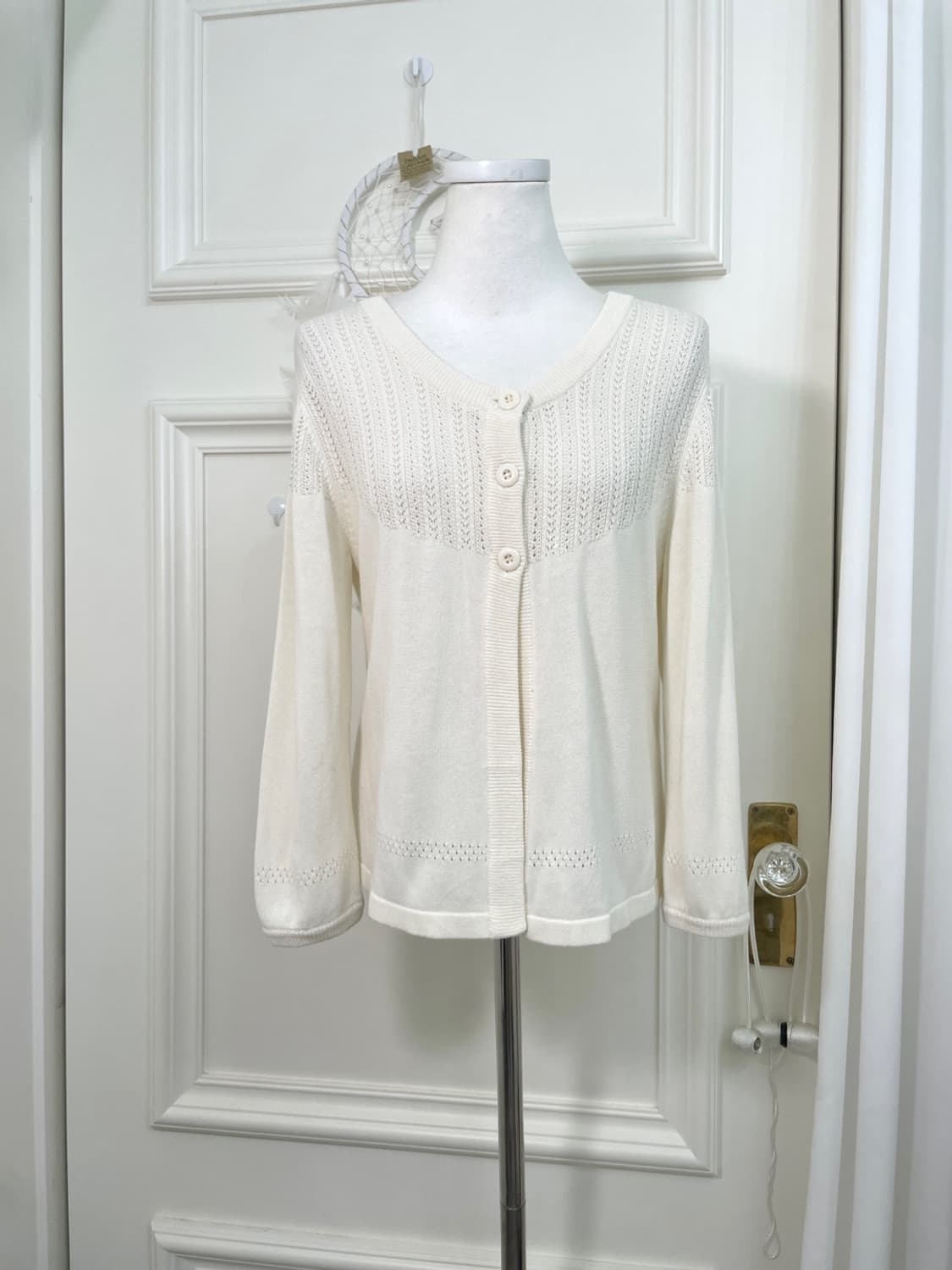 ivory 3-button crochet cardigan(size-L) 상품이미지1
