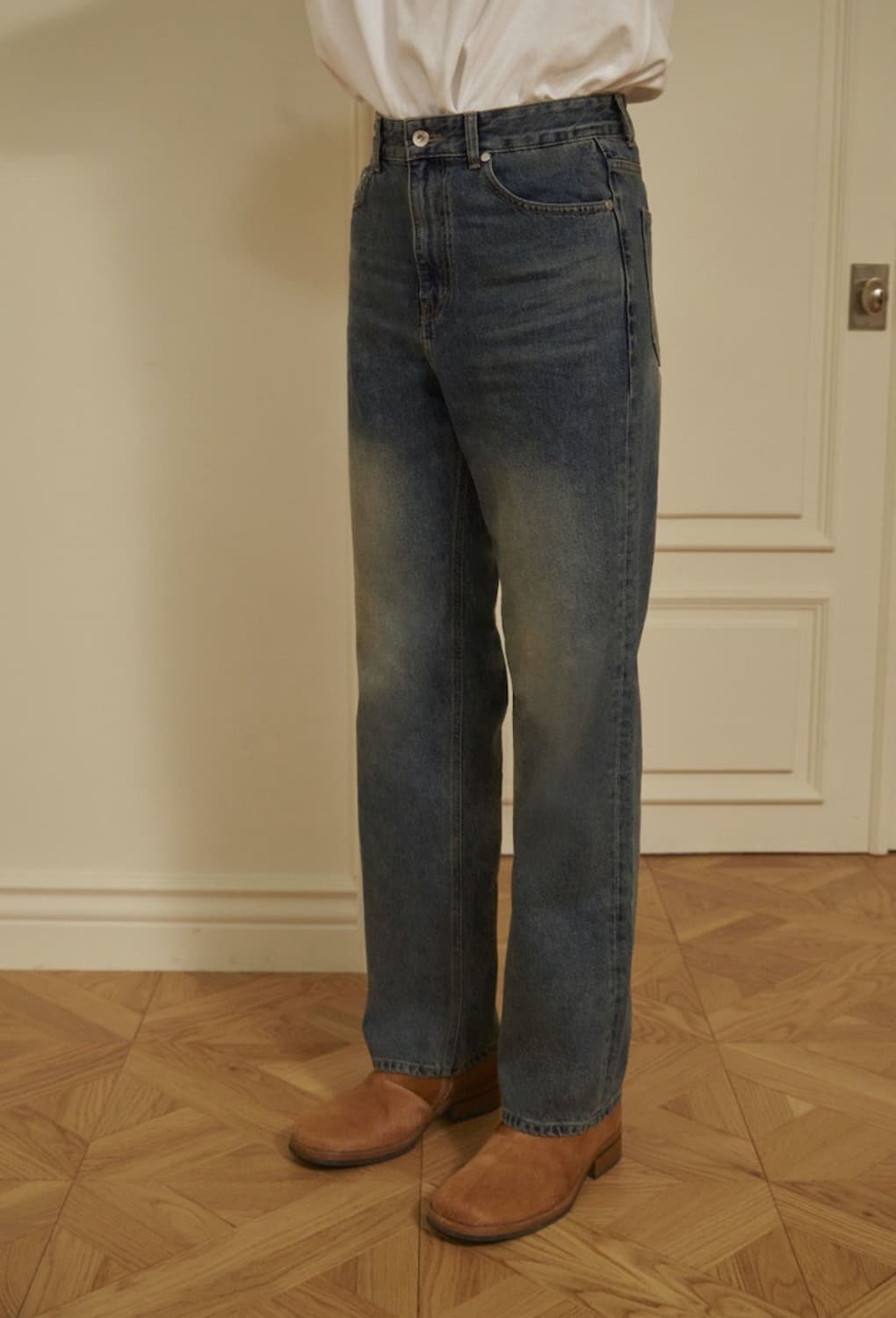 [S]STU 22FW 브러쉬 워시드 데님 팬츠 샌드 인디고 상품이미지1