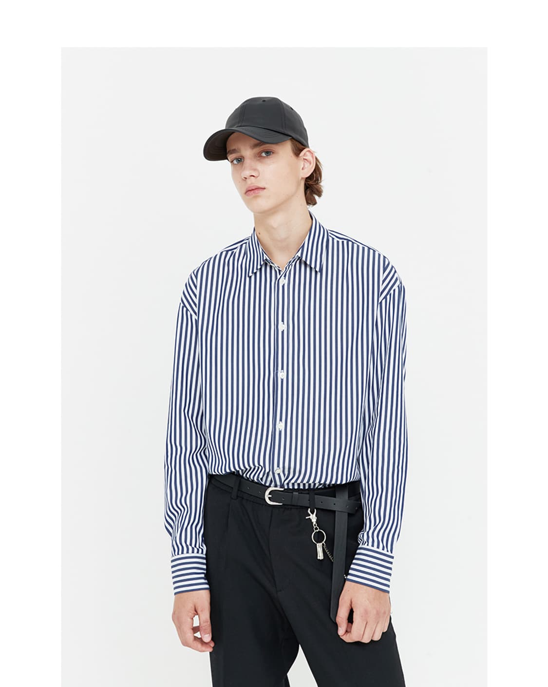 쿠어 볼드 스트라이프 셔츠 그레이 M 새상품 상품이미지5