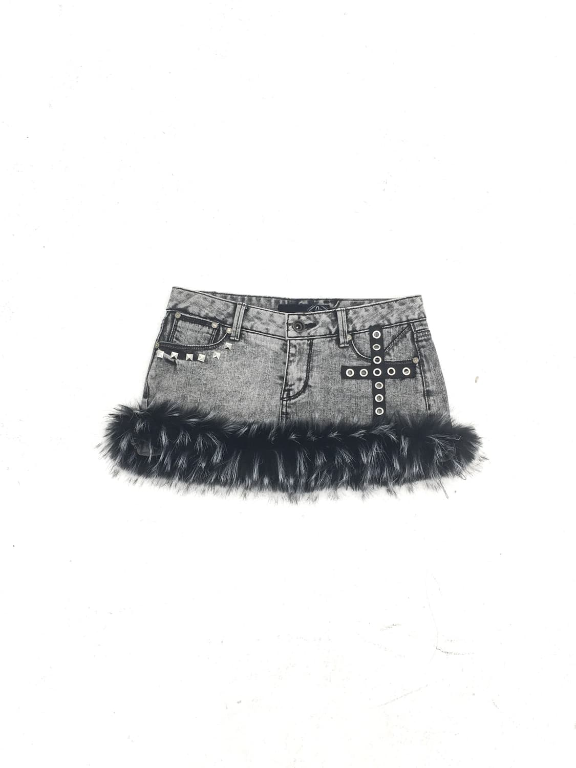 [made] cross eyelet fur mini skirt 상품이미지1