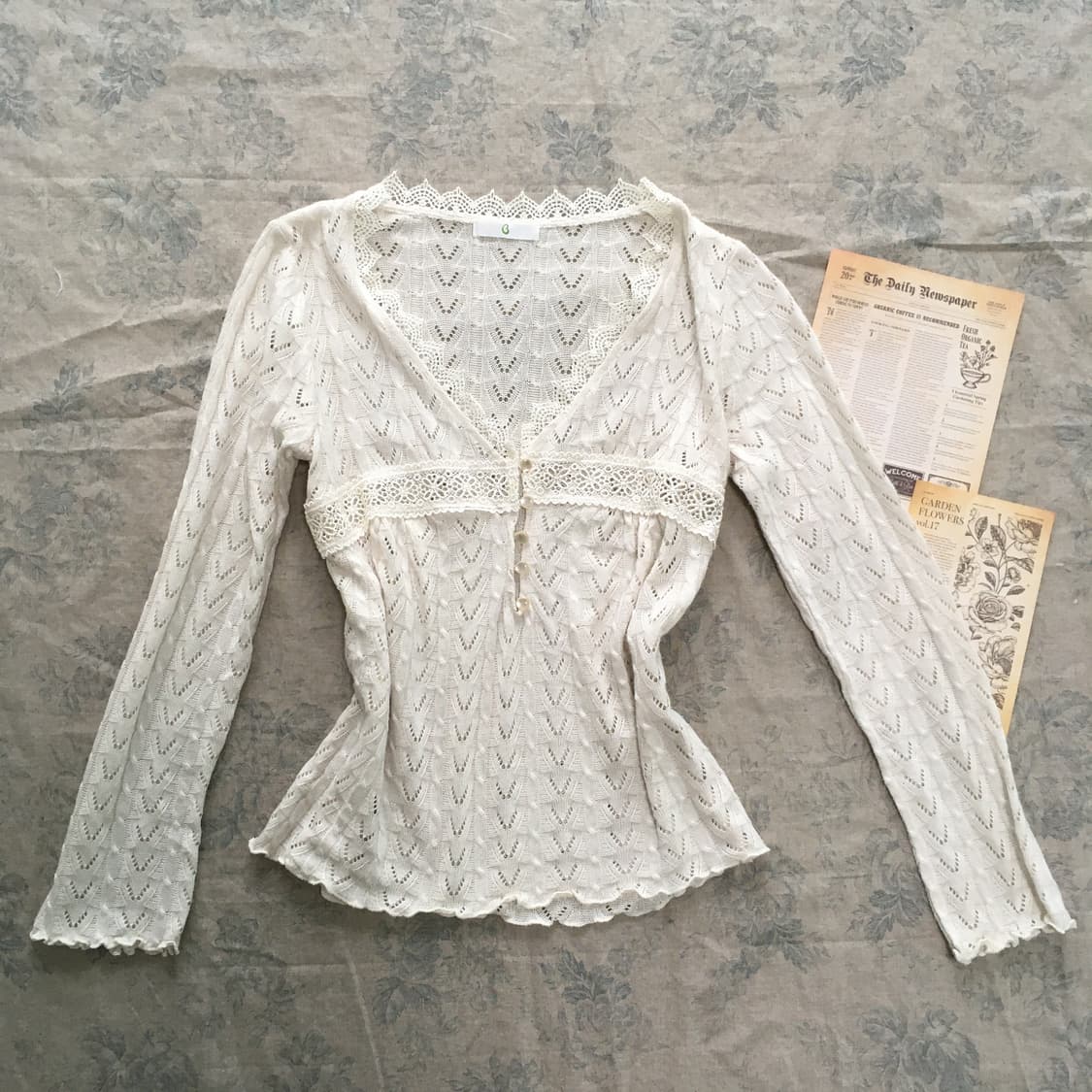 jpn vintage ivory crochet laced cardigan 상품이미지1