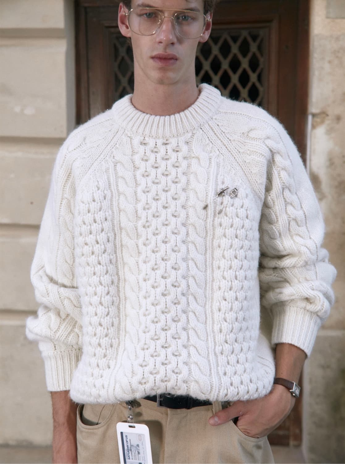 [L] STU 에스티유 아란 니트 크림 상품이미지1