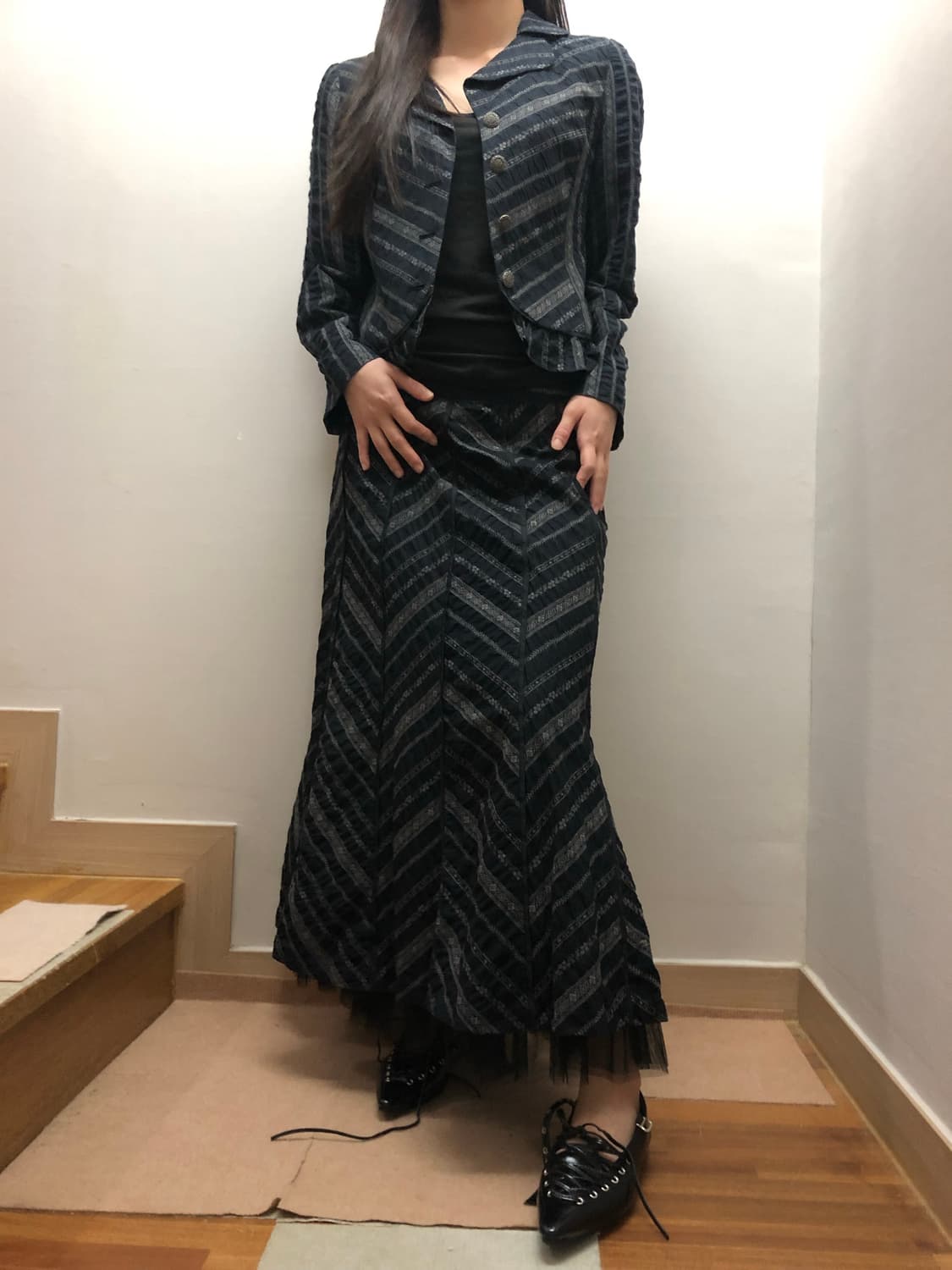 빈티지 블랙 오리엔탈 셋업 상품이미지2