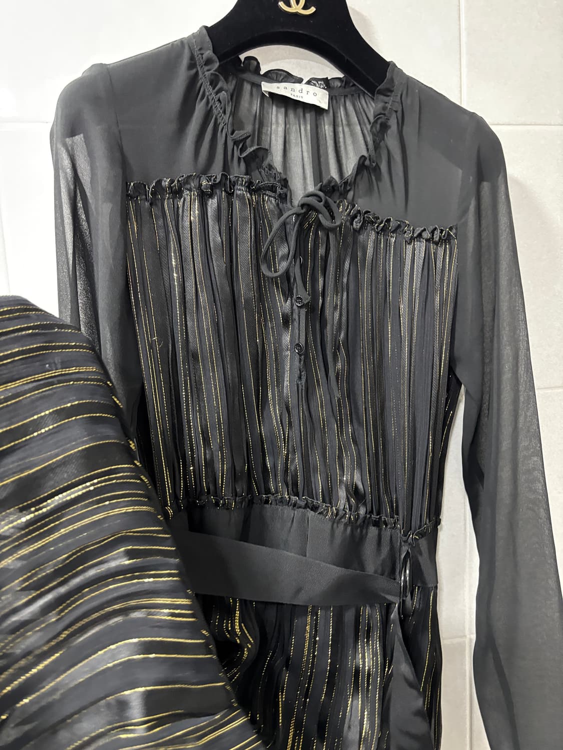 정품)산드로 시스루 원피스 상품이미지3