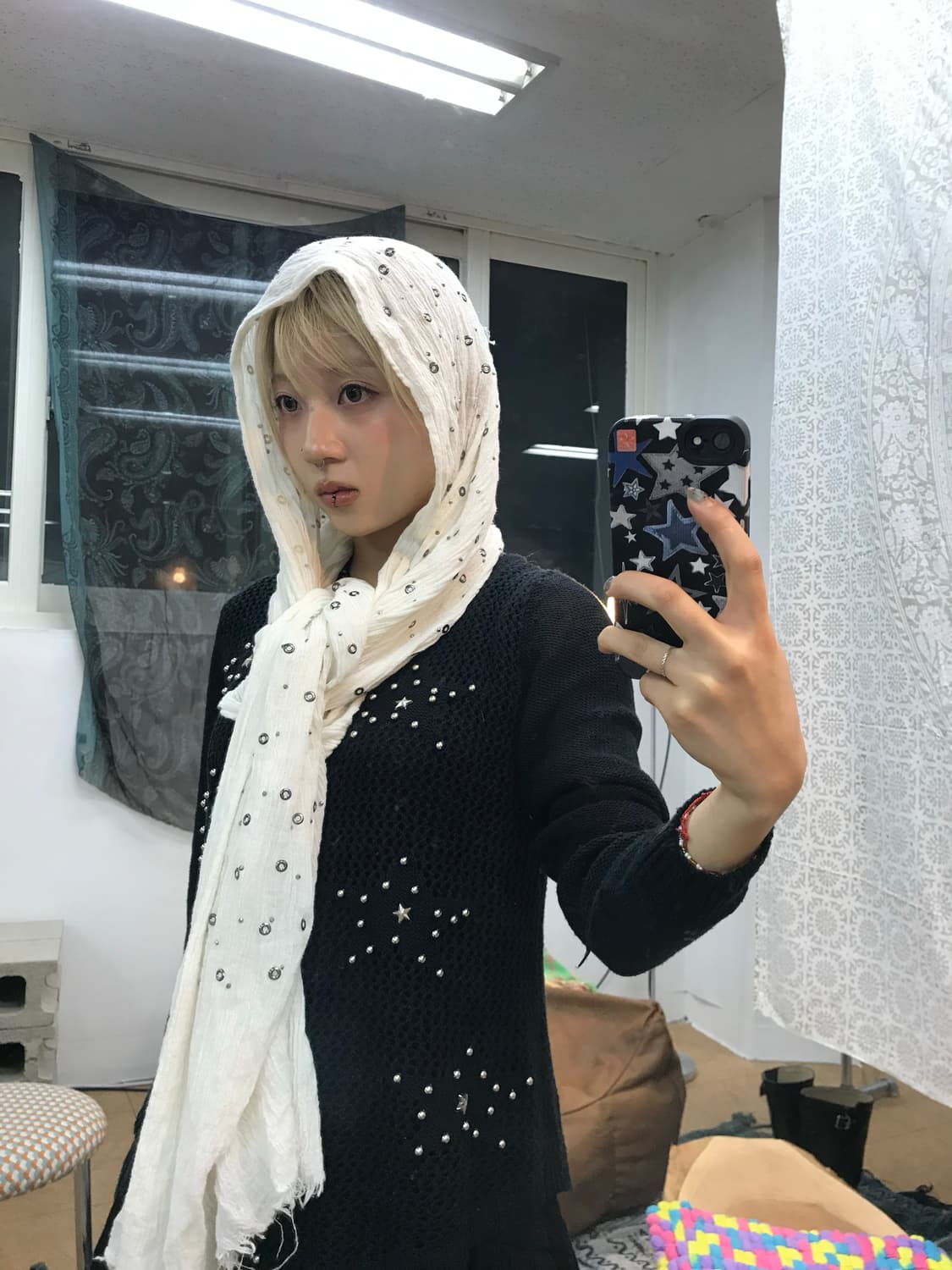 빈티지 스팽글 린넨 머플러 상품이미지1