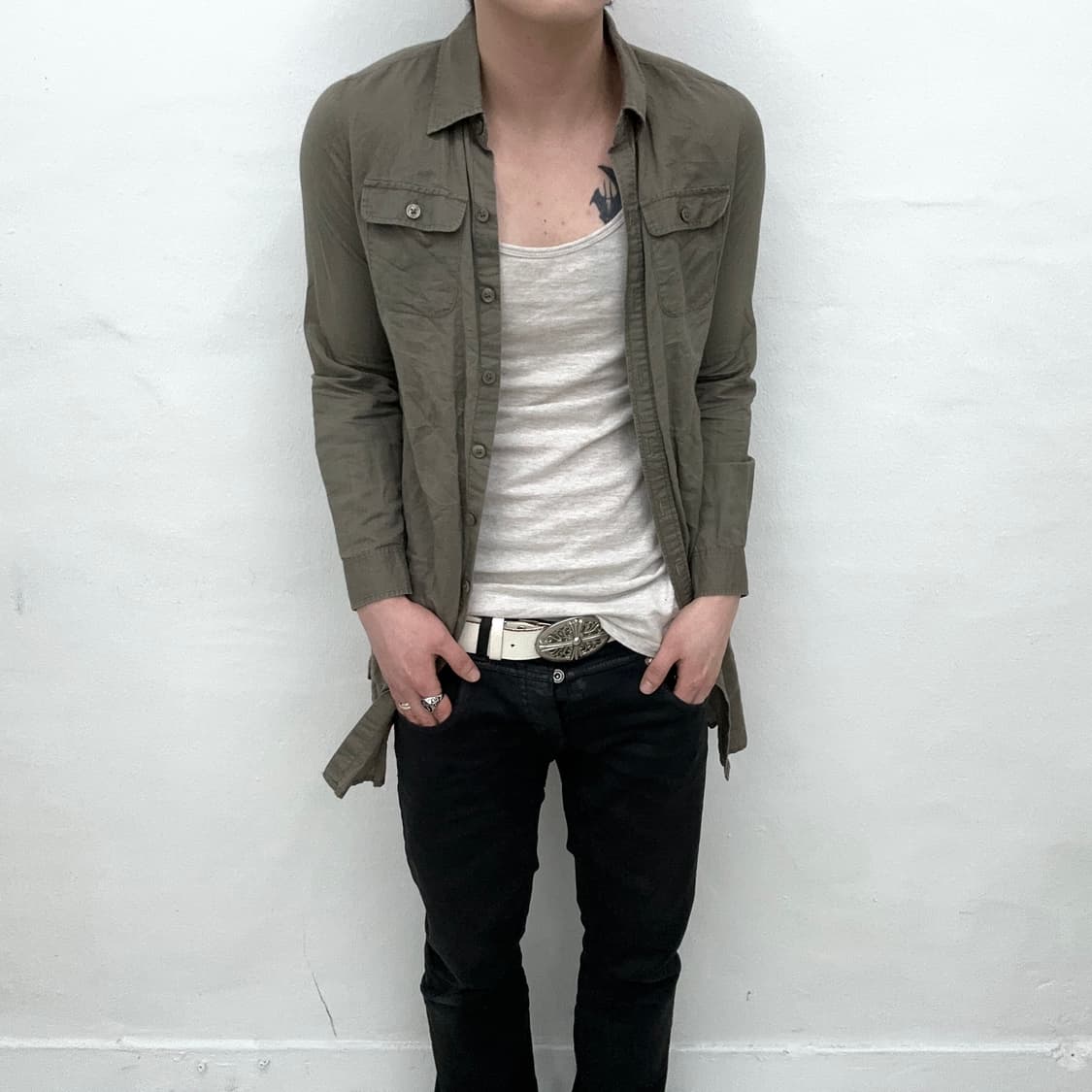 brown khaki grunge shirts 상품이미지2