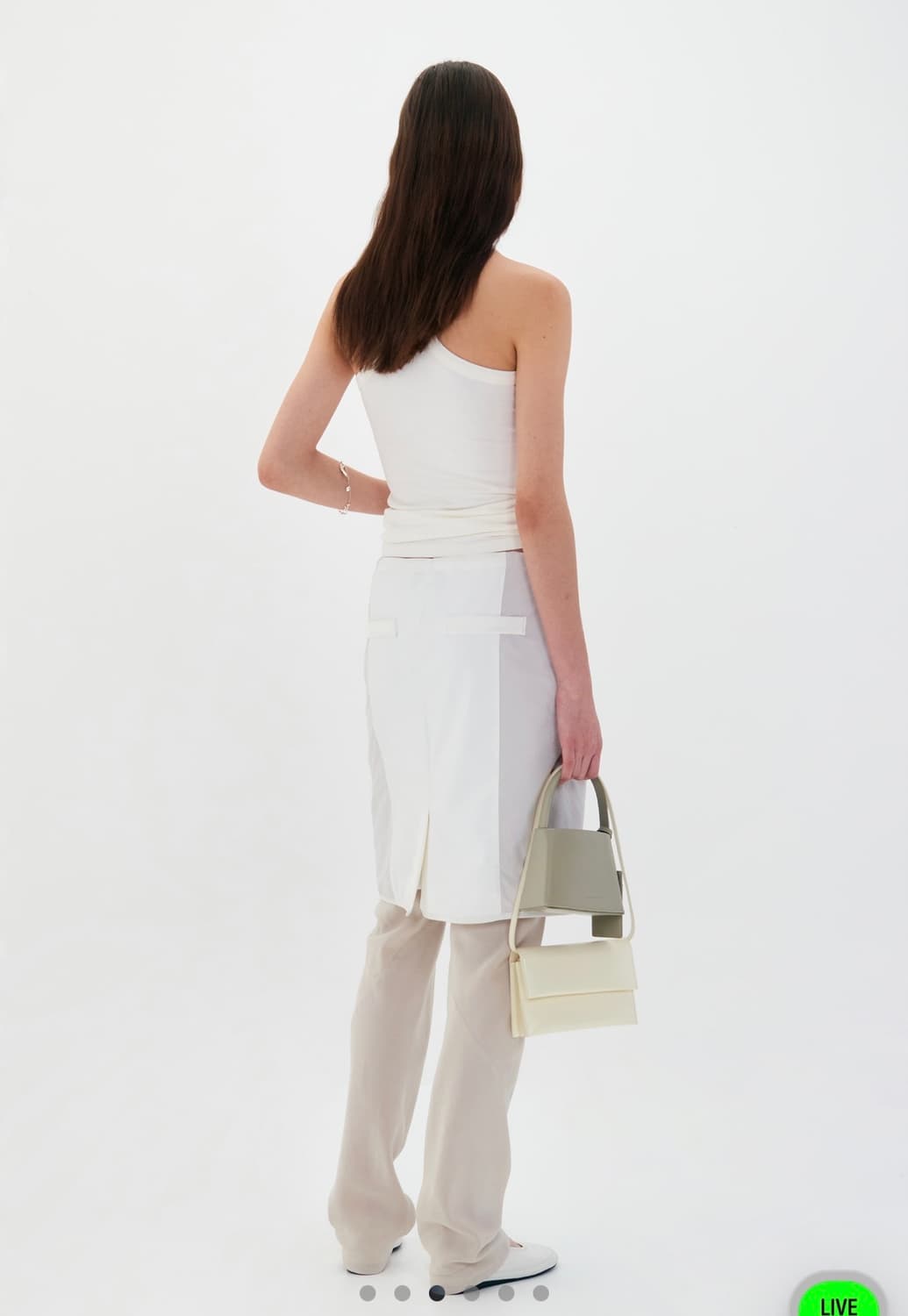 Contrast Midi skirt (White) 상품이미지3