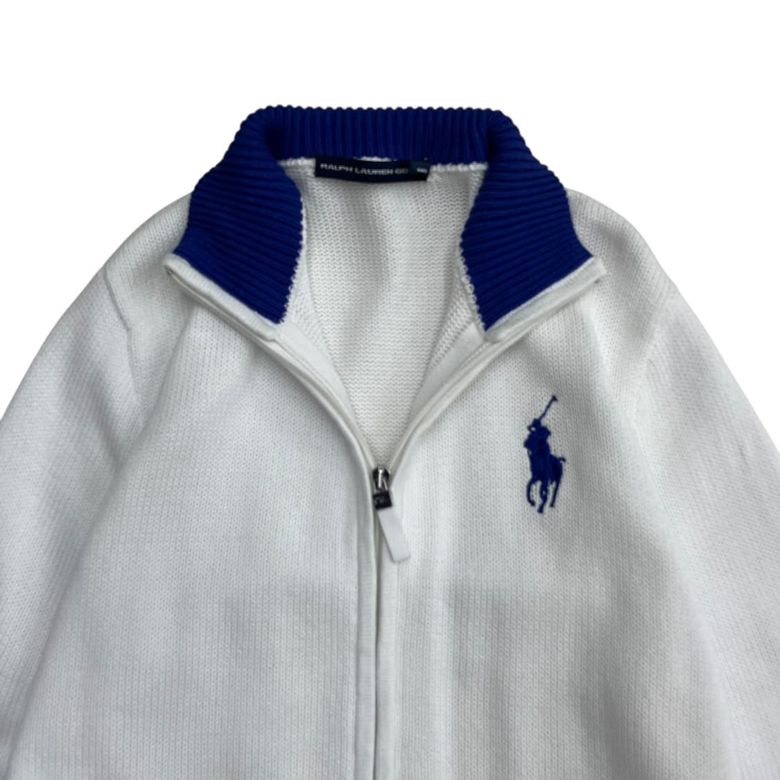 폴로 랄프로렌 빅포니 코발트블루 배색 화이트 니트집업 L 상품이미지5