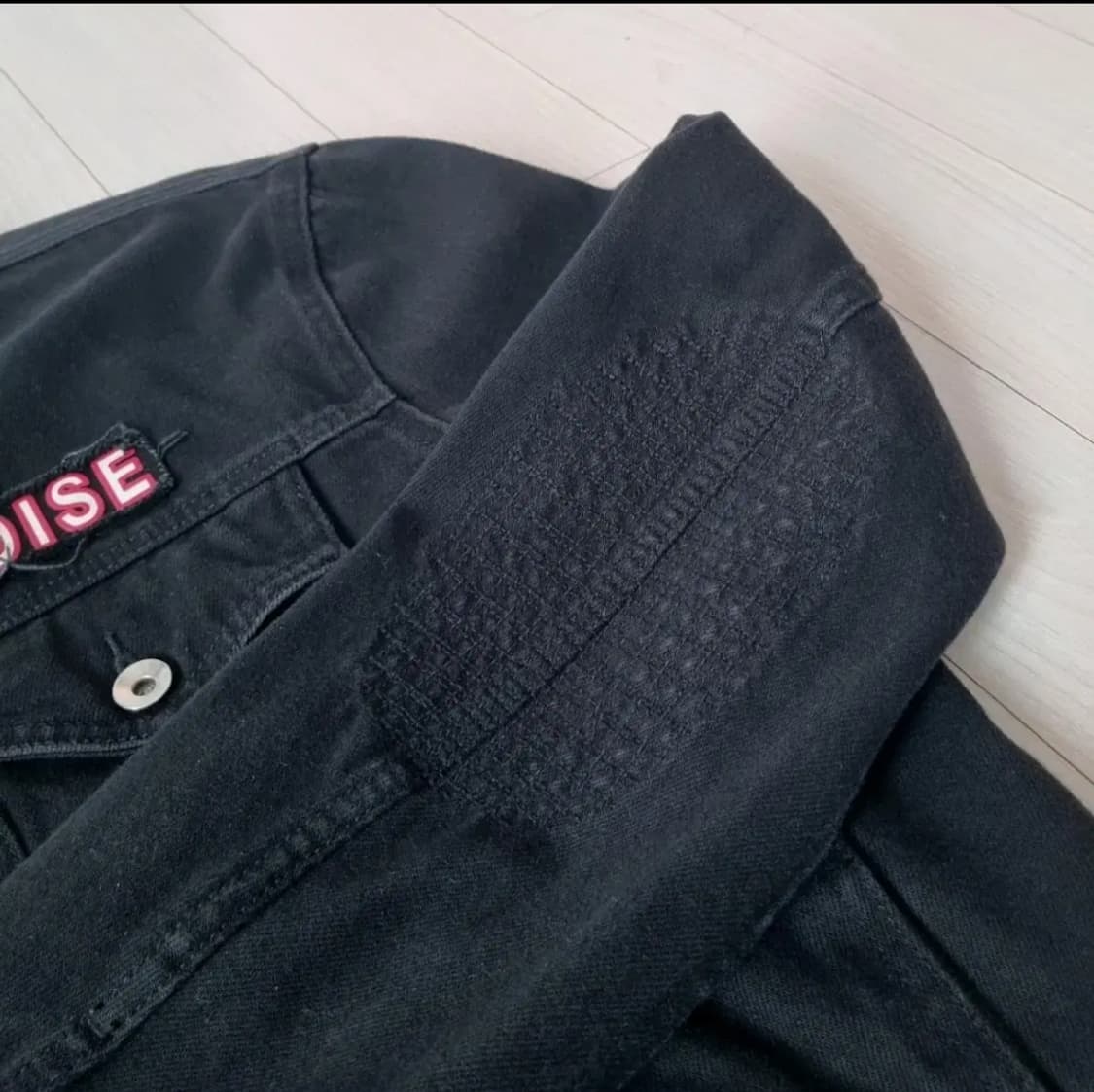 XL) 디젤 디스트로이드 패치 레이어드 커스텀 트러커 간절기 자켓 블랙 상품이미지9