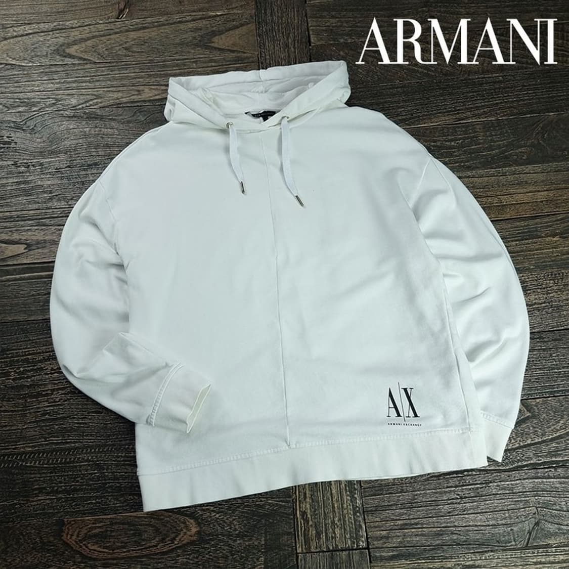 [아르마니] 로고 프린팅 오버핏 후드티 화이트 P01602 상품이미지1