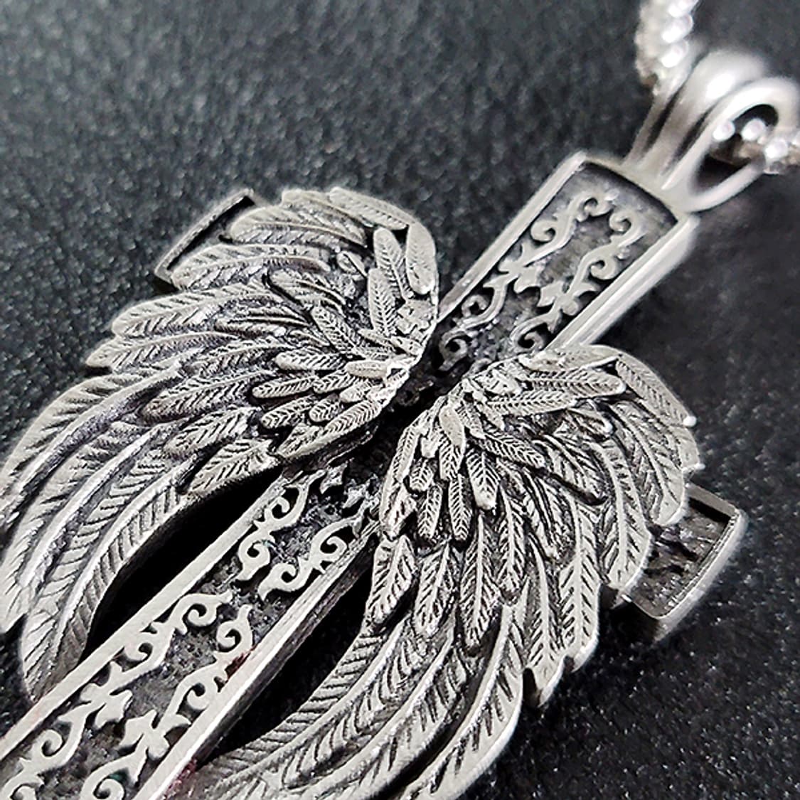 가브리엘 주석 천주교 기독교 펜던트 클래식 고딕 천사 날개 남자 목걸이 상품이미지3