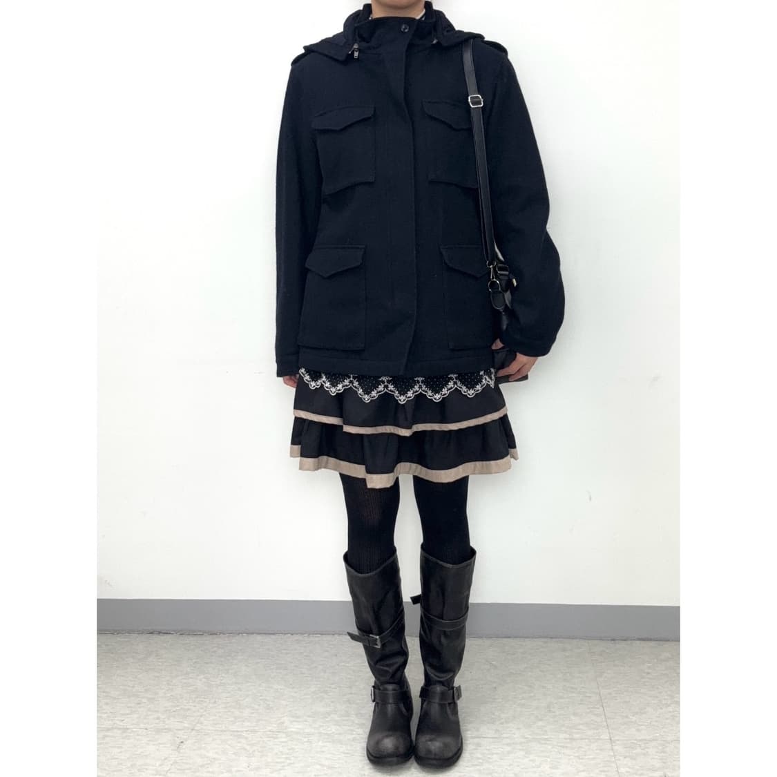 빈티지 블랙 하프 코트 상품이미지2